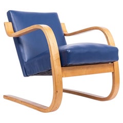 Early Bauhaus 402 Blue Arm Chair by Alvar Aalto, Made in Finland, 1930s