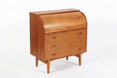 Mid Century Swedish Teak Rolltop Secretary Desk by Egon Ostergaard