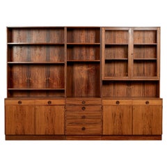 Mid-Century Swedish Rosewood Wall Unit Bookcase Bertil Fridhagen, Bodafors 1960s