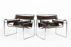 Coppia di sedie Wassily marroni in stile Mid-Century di Marcel Breuer per Stendig, anni ’60, con etichetta