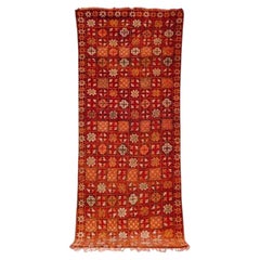 Vintage Moroccan Red Boujad Wool Floor Rug Runner