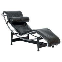 Cassina LC4 Chaiselongue aus schwarzem Leder von Le Corbusier, 1981