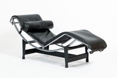 Cassina LC4 Chaiselongue aus schwarzem Leder von Le Corbusier, 1981