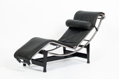 Cassina LC4 Chaise Lounge Chair in Black Leather by Le Corbusier 1970s