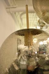 Mid Century Smoked Bubble Glass Triple Orb Fixture