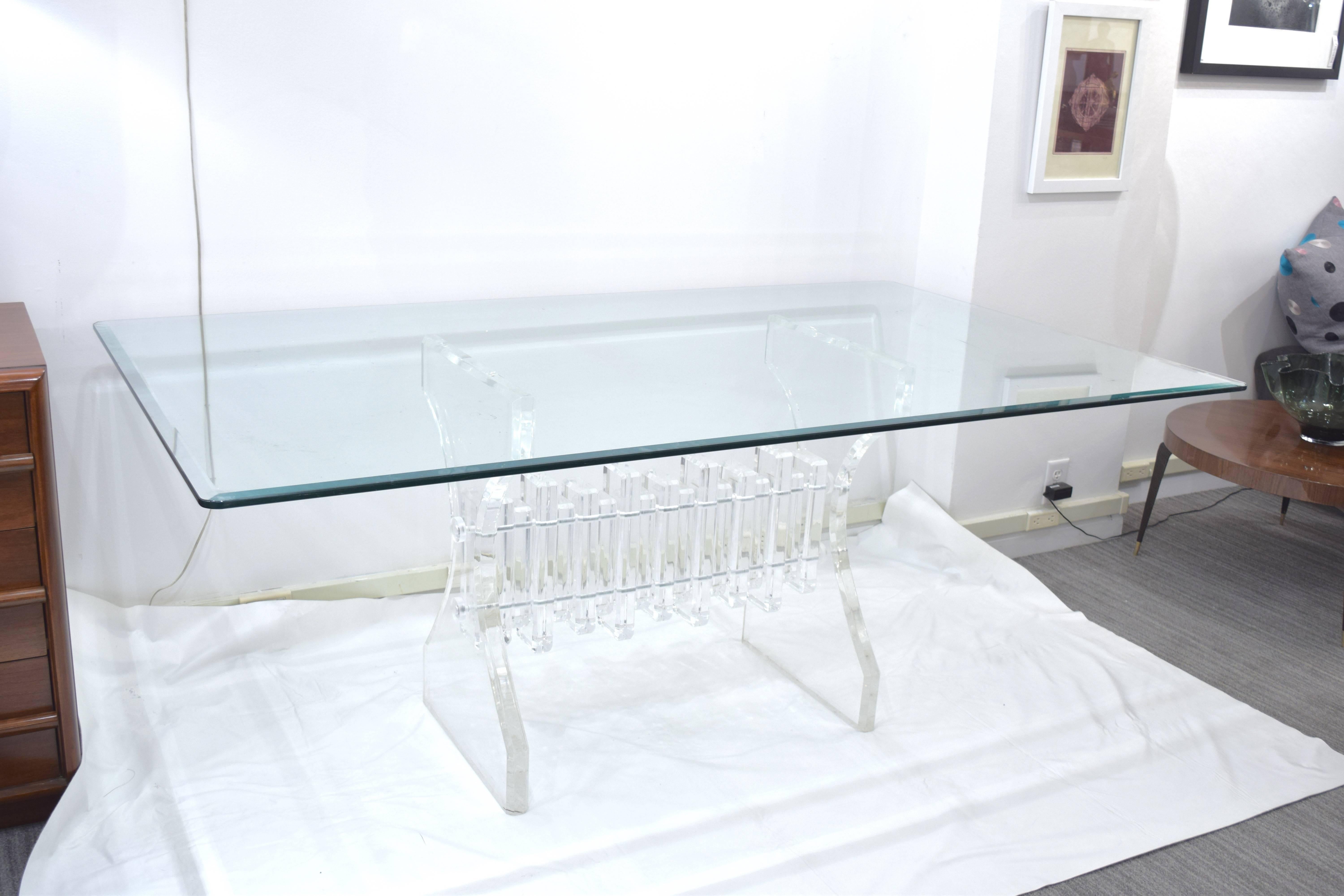 Sculptural Lucite Base Dining Table 2