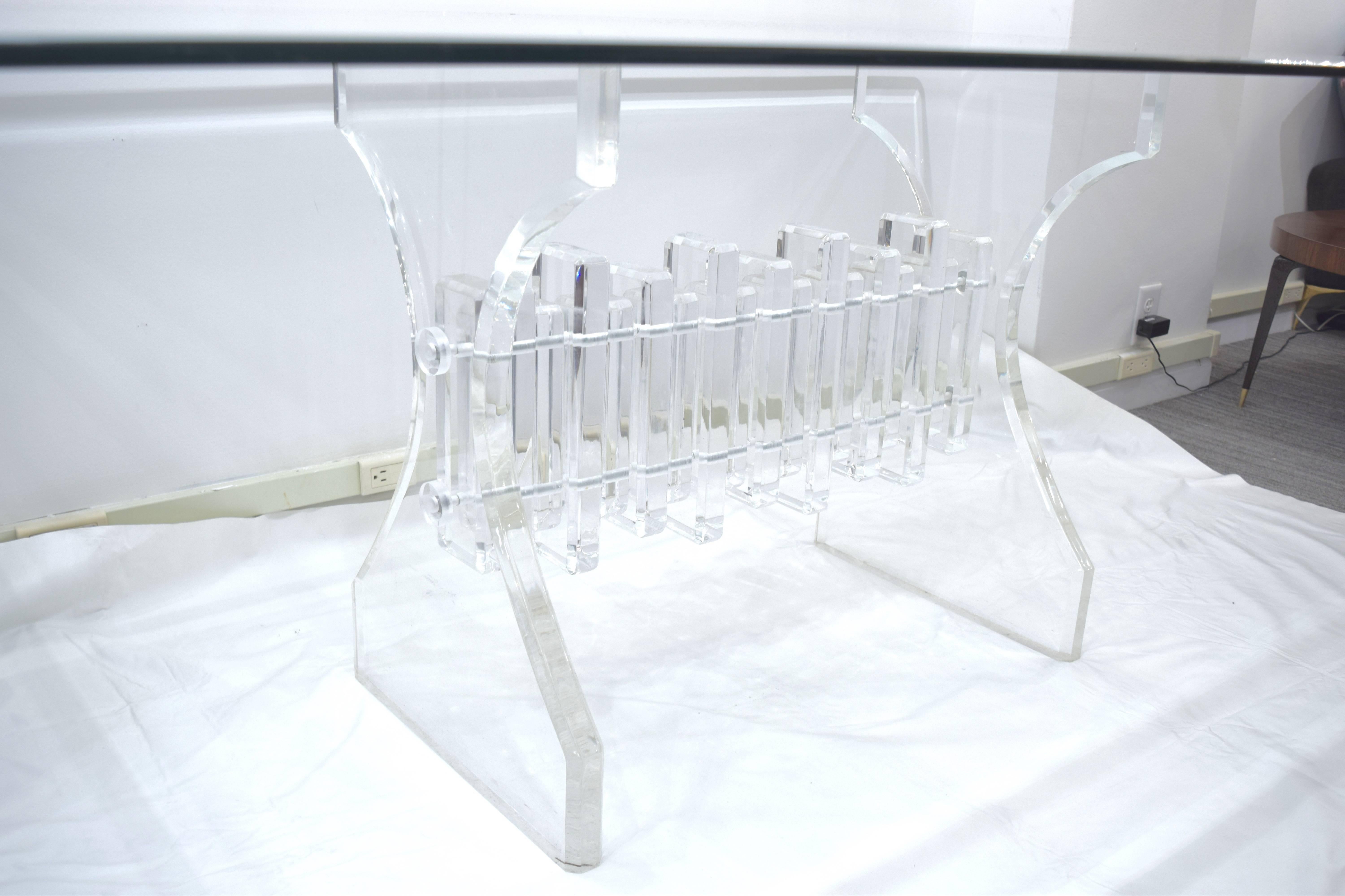 Sculptural Lucite Base Dining Table 1