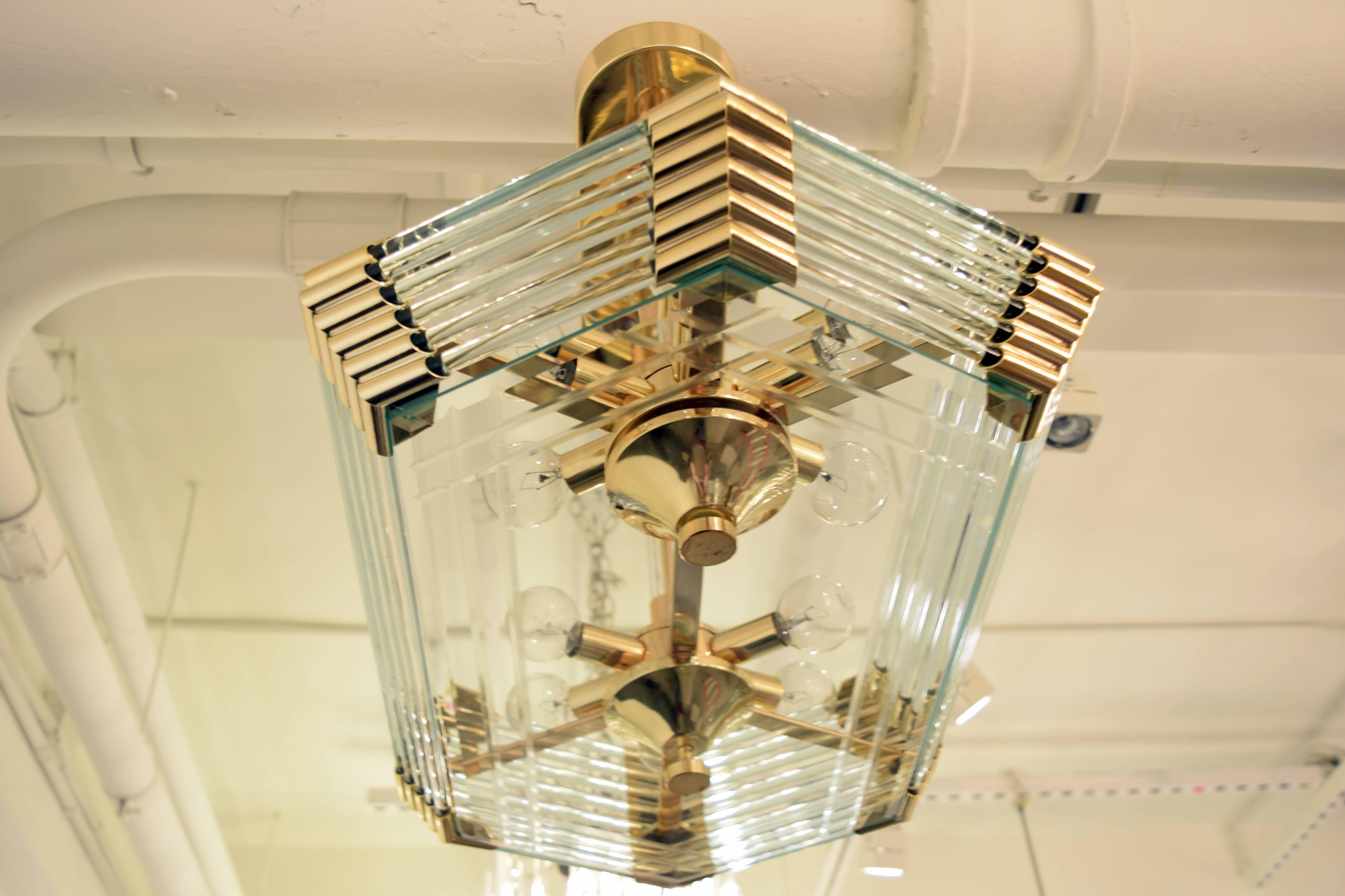 Mid-Century Modern 1970's Balkowits Polygon Shaped Chandelier For Sale