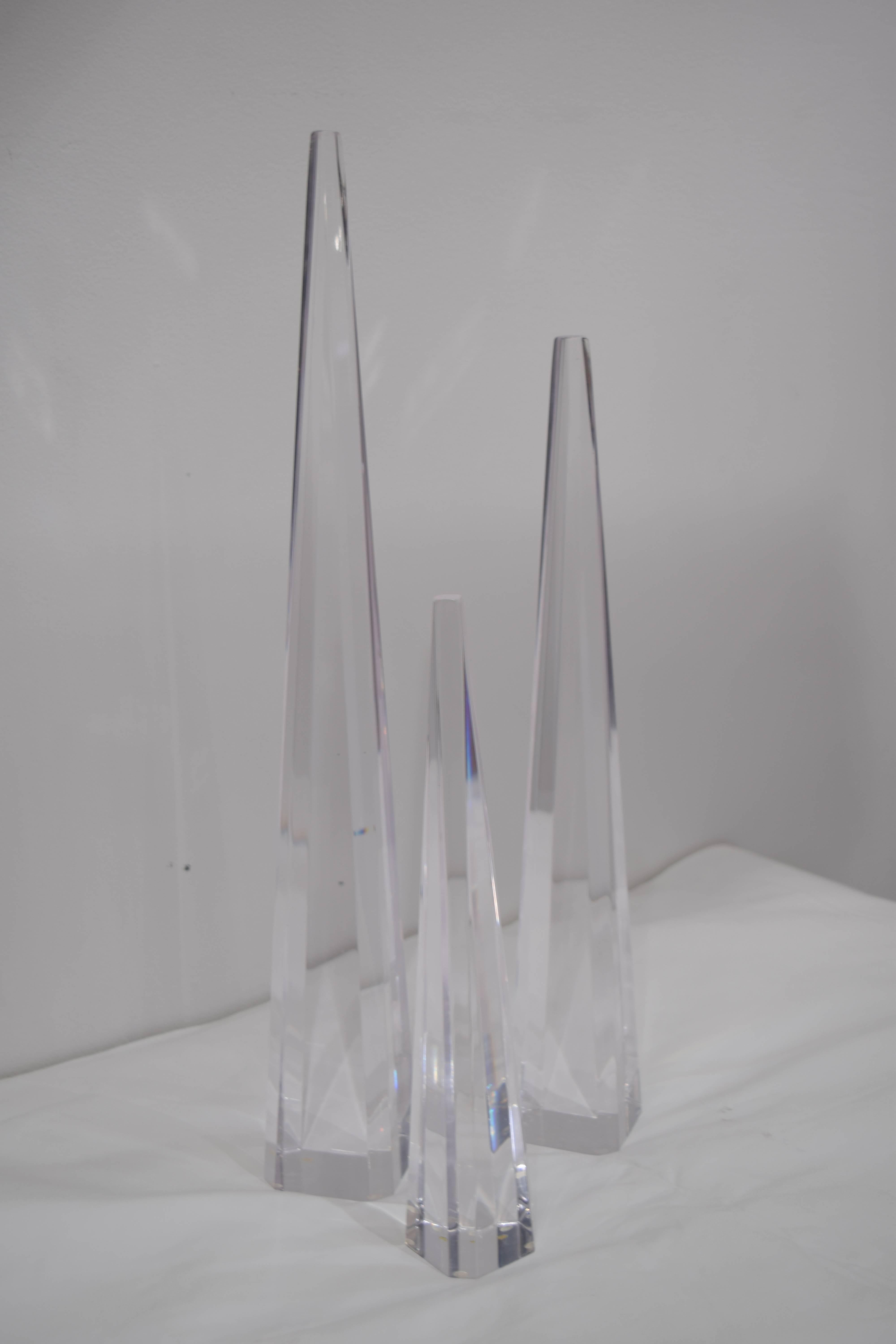 Set of Three Lucite Obelisk Sculptures 3