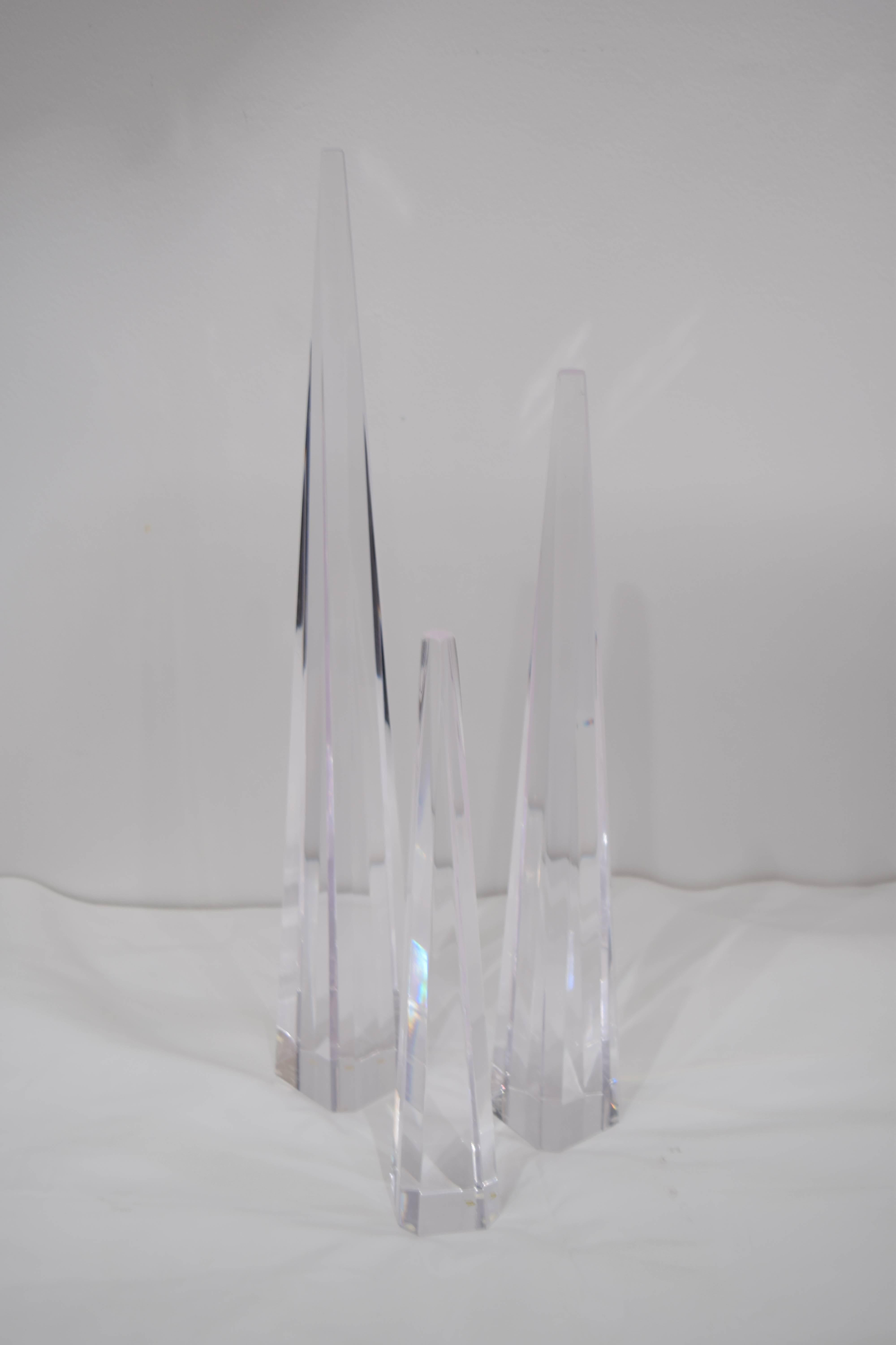 Set of Three Lucite Obelisk Sculptures 4