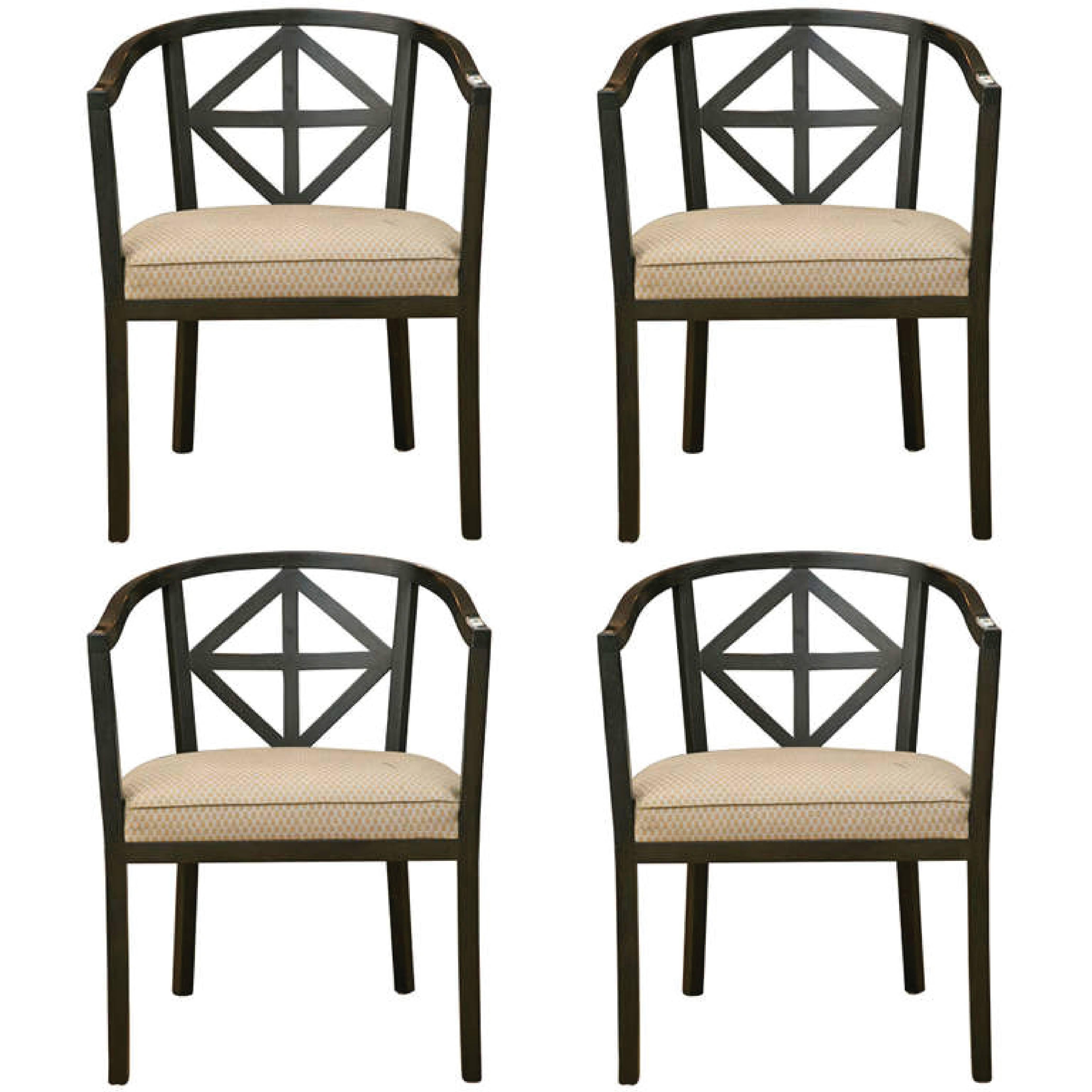 Set of Four Armchairs in the Style of Josef Hoffmann