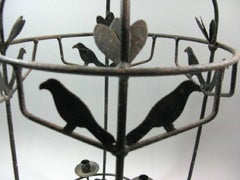 Five-Light Wrought Iron Chandelier with Birds