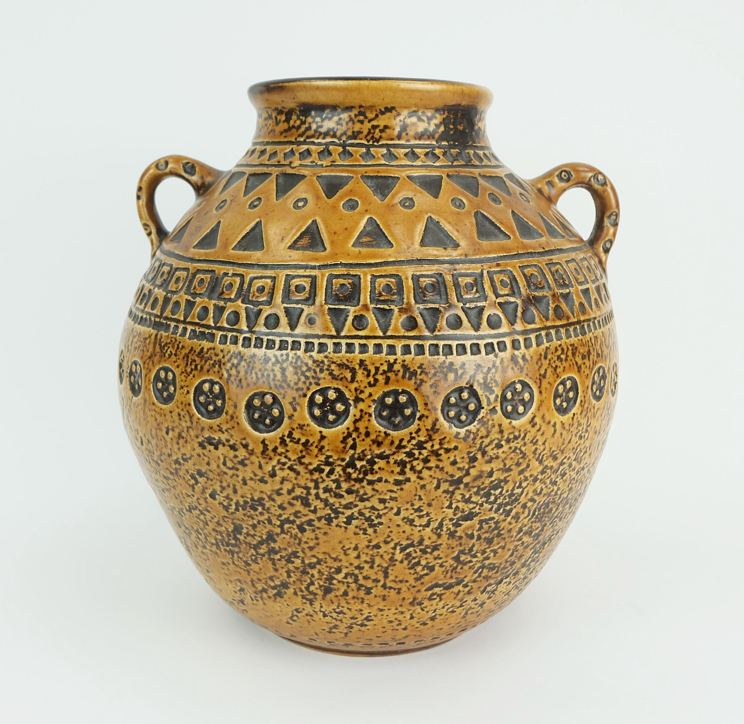 Mid-20th Century large mid century modern ceramic VASE abstract decor 1960s 70s For Sale
