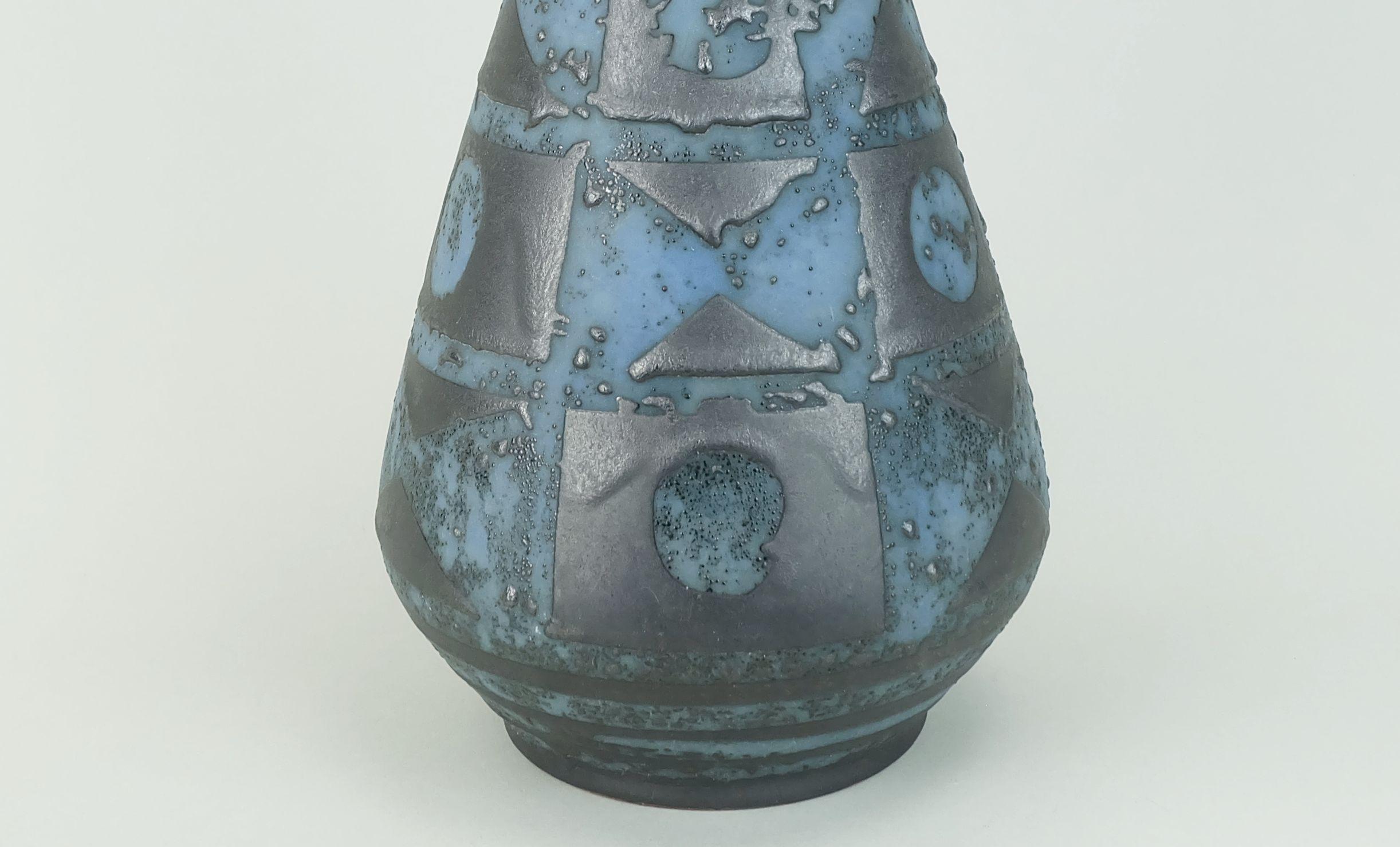 Tedesco VASO carstens decor ankara blu grigio smalto metallizzato no. 1218-29 1960s in vendita