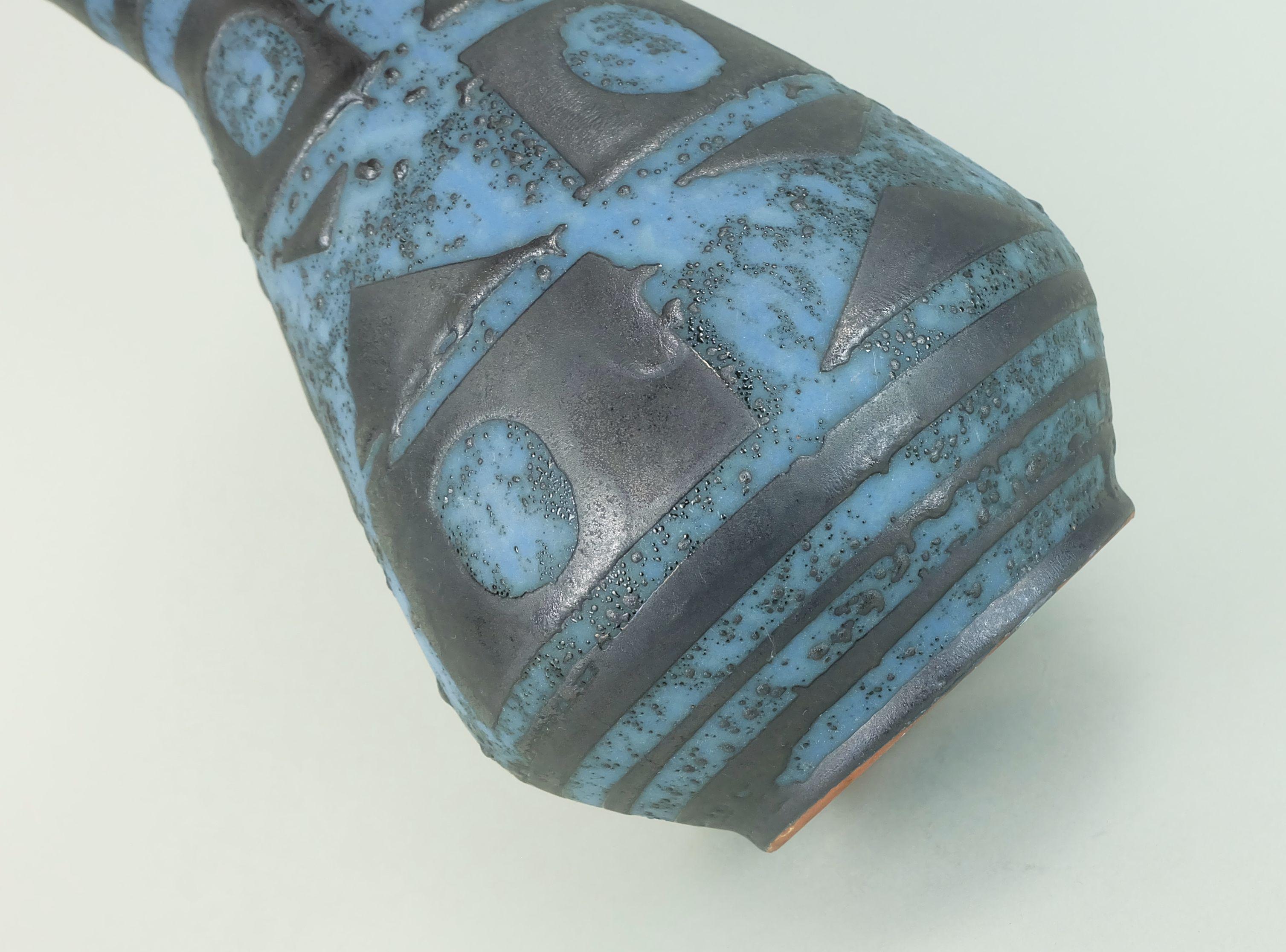 Metà XX secolo VASO carstens decor ankara blu grigio smalto metallizzato no. 1218-29 1960s in vendita