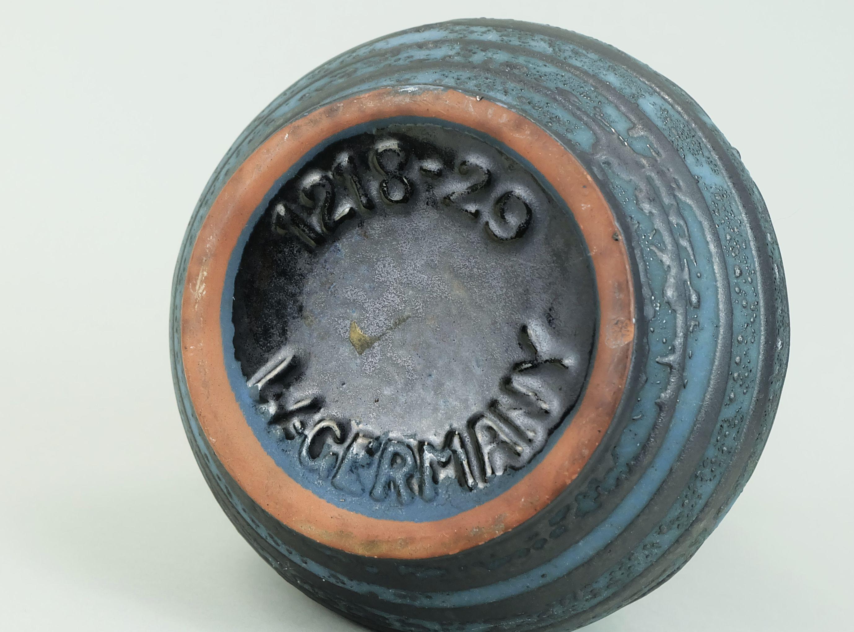 Ceramica VASO carstens decor ankara blu grigio smalto metallizzato no. 1218-29 1960s in vendita
