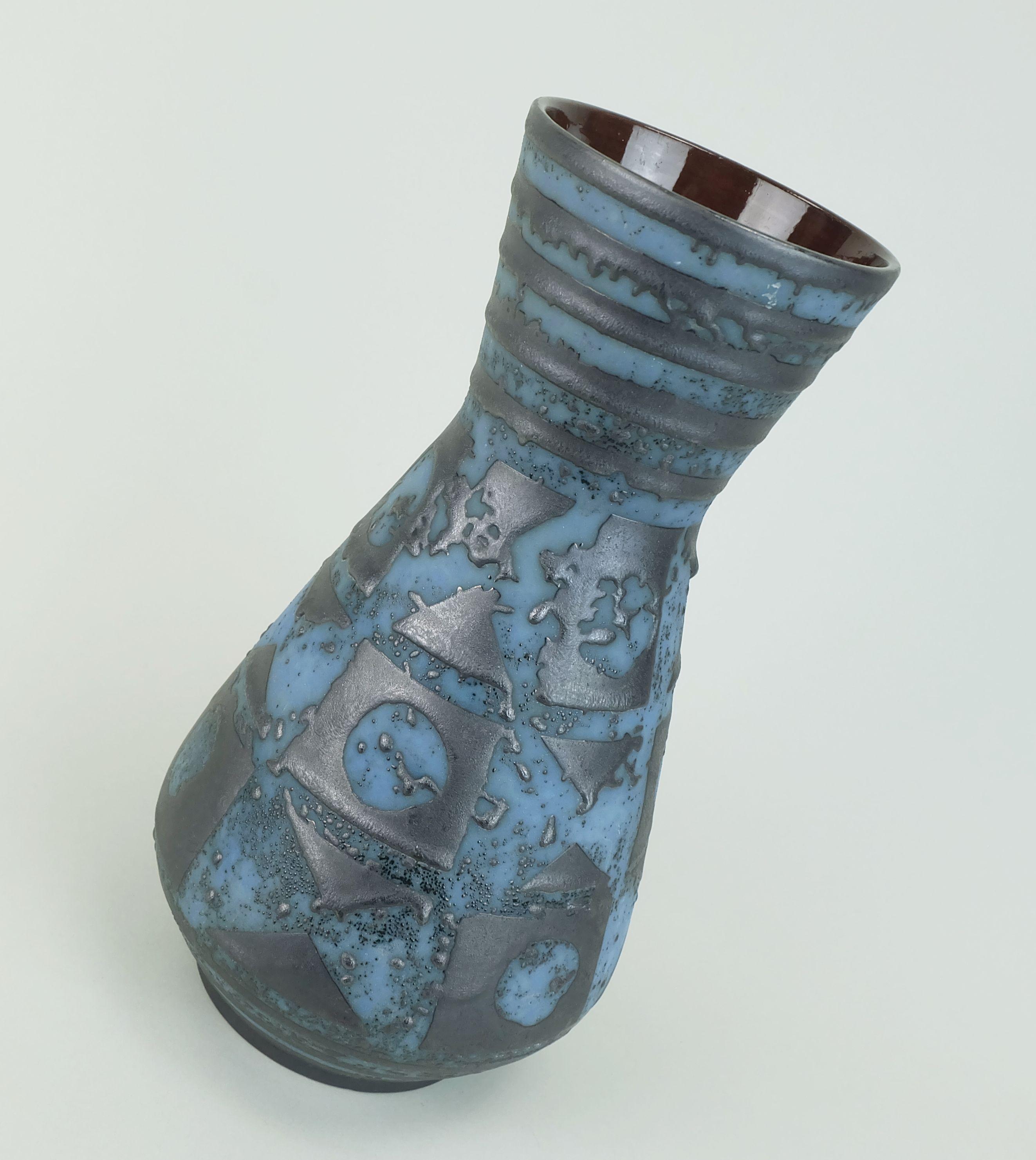 VASO carstens decor ankara blu grigio smalto metallizzato no. 1218-29 1960s in vendita 1