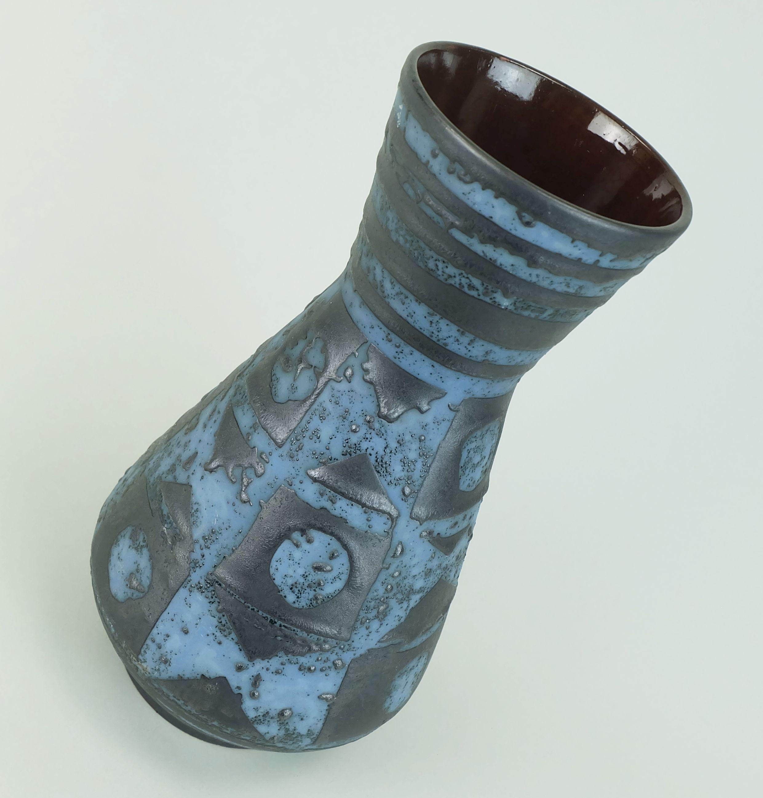 VASO carstens decor ankara blu grigio smalto metallizzato no. 1218-29 1960s in vendita 3