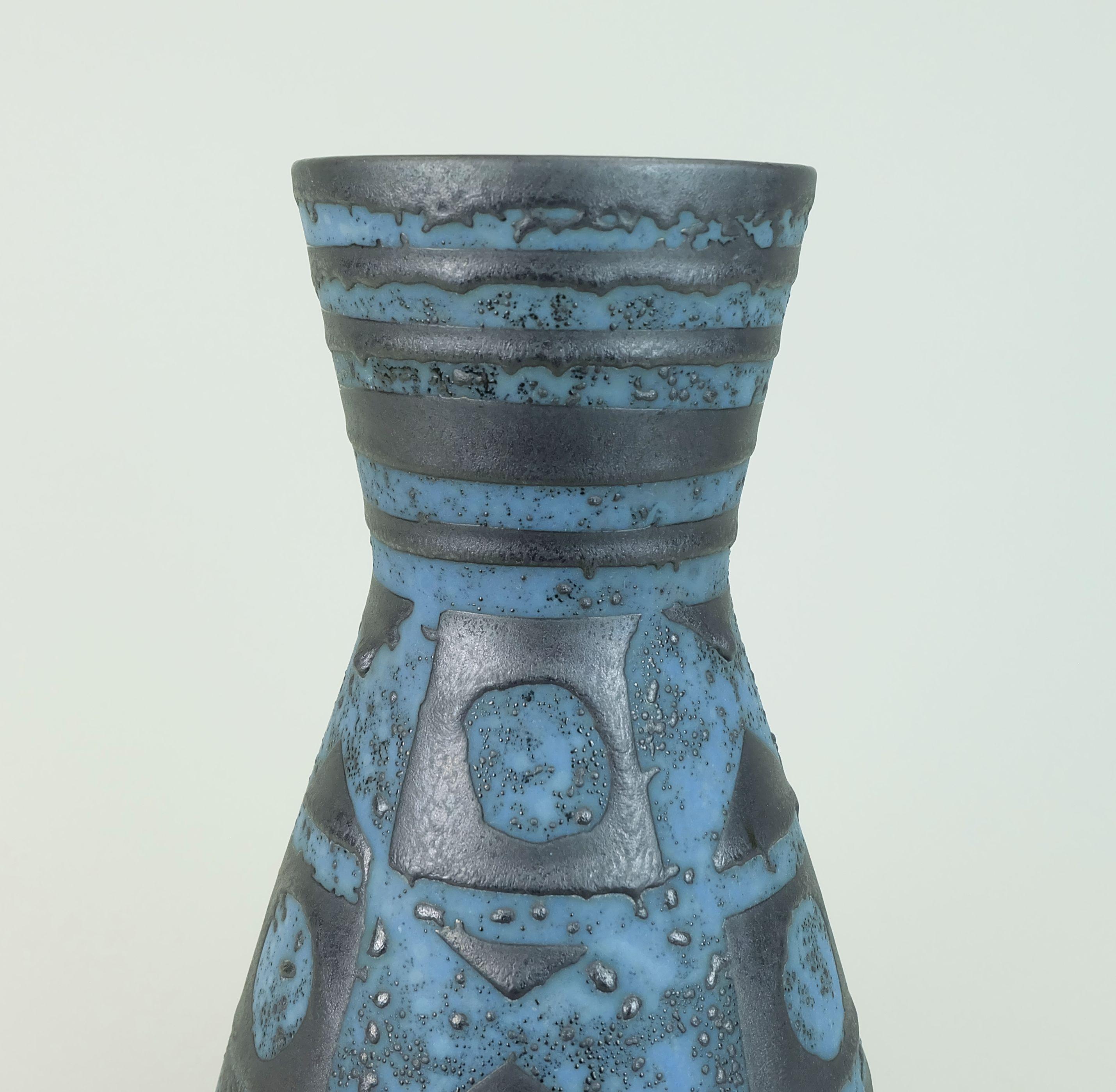 VASO carstens decor ankara blu grigio smalto metallizzato no. 1218-29 1960s in vendita 4