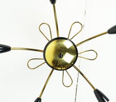 1950s mid century sputnik spider CEILING LAMP chandelier brass stilnovo era