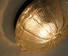 vintage 1970s mid century SCONCE or CEILING FIXTURE petal-shaped glass shade