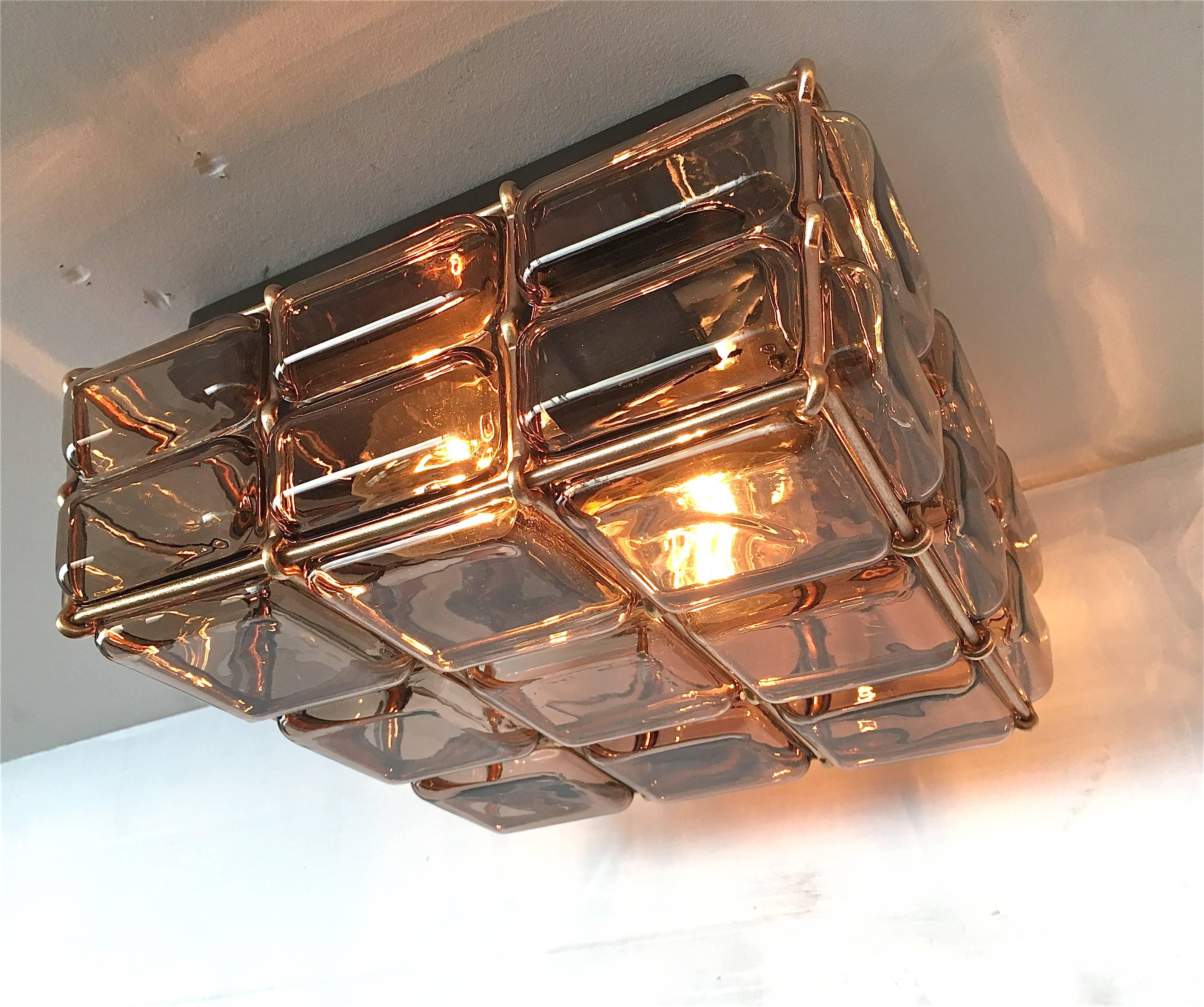 Geometric Brass and Glass Flush Mount 2