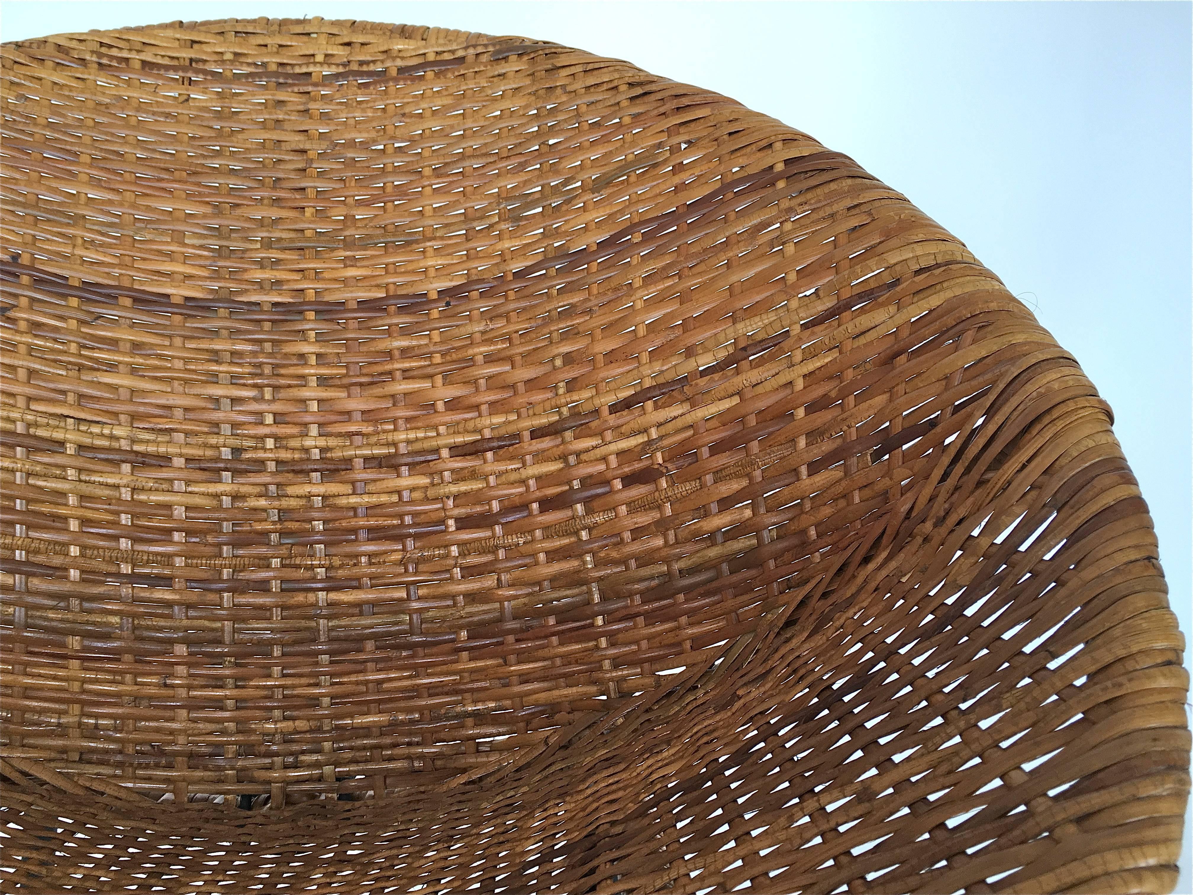 American Wicker and Iron Scoop Bucket Chairs