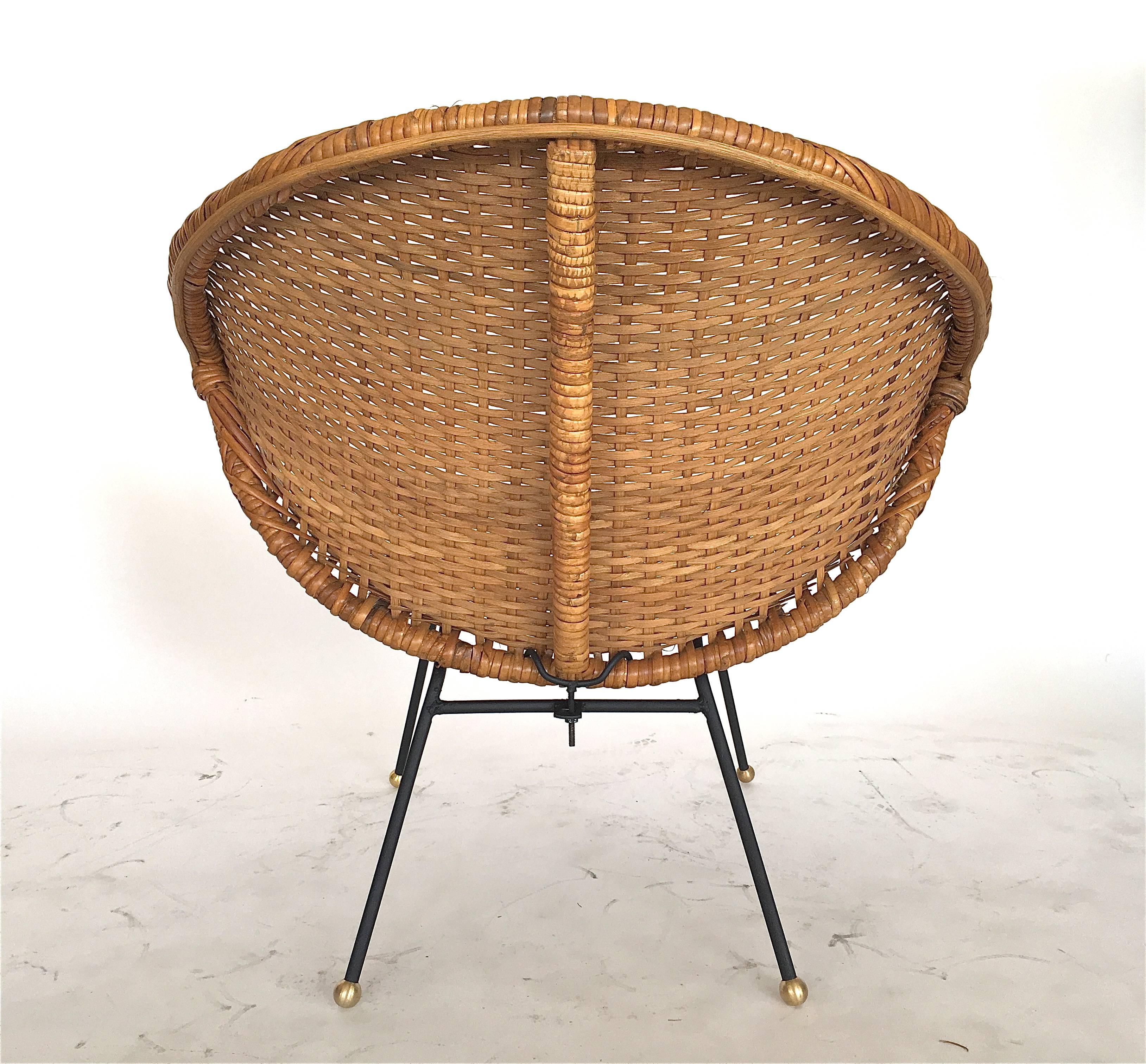 Woven Wicker and Iron Scoop Chairs 1