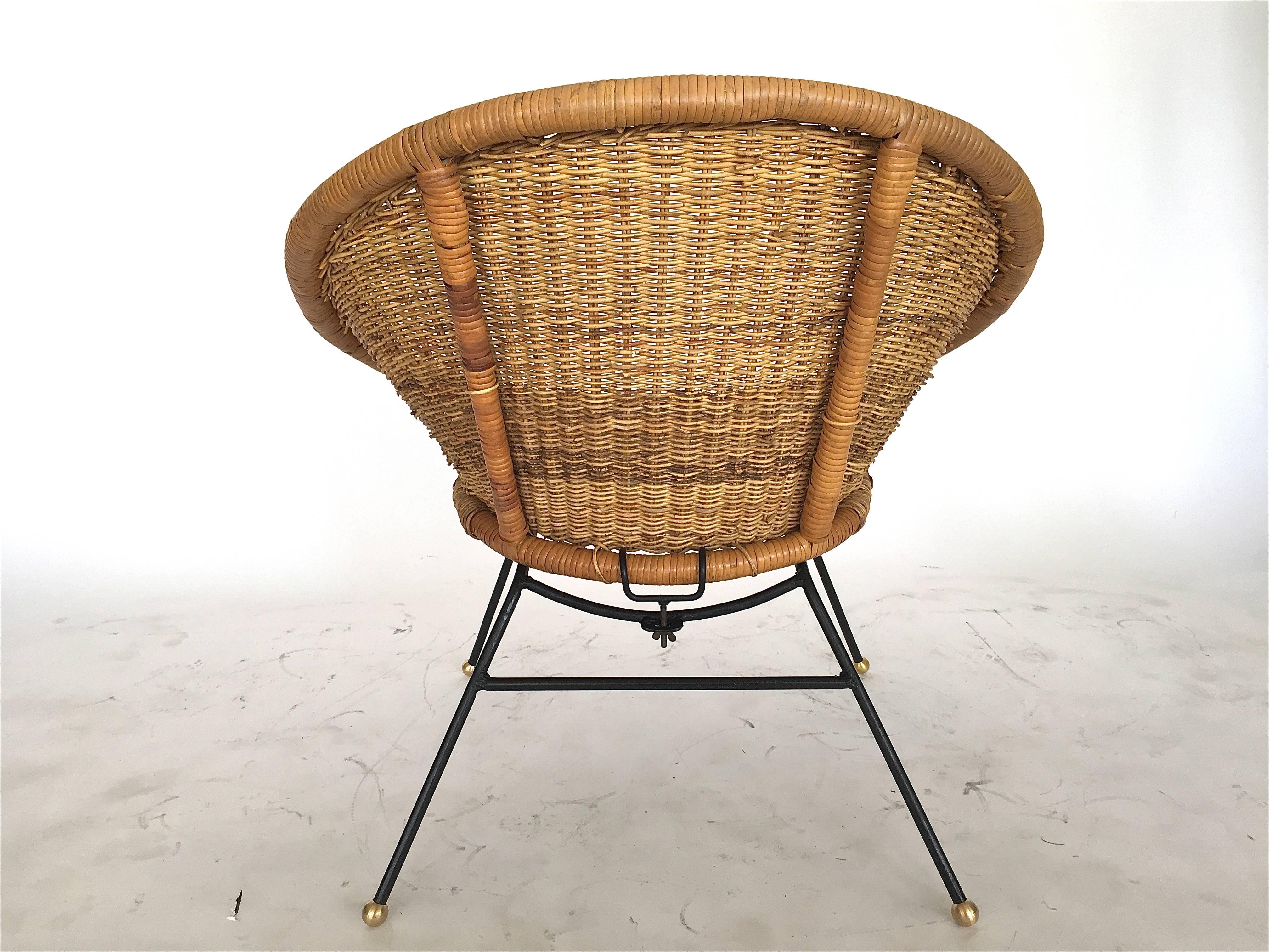 American Wicker and Iron Bucket Chair