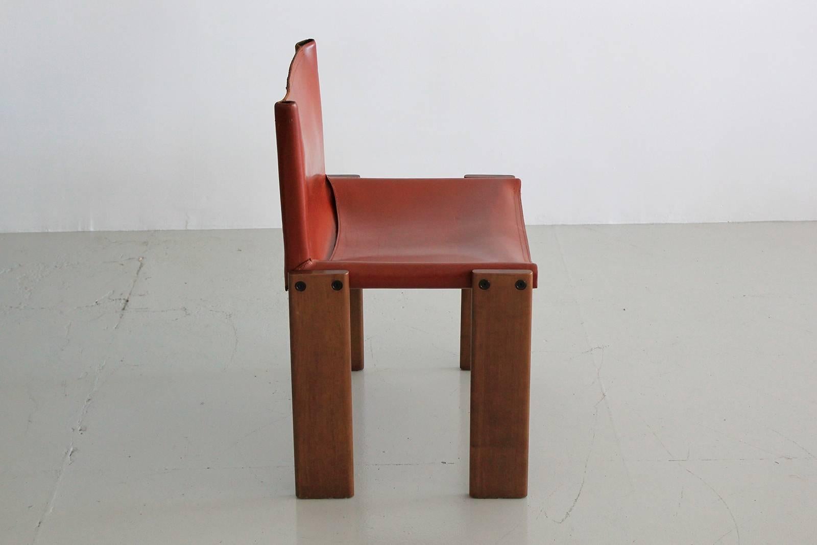 Leather Set of Six Chairs by Tobia Scarpa