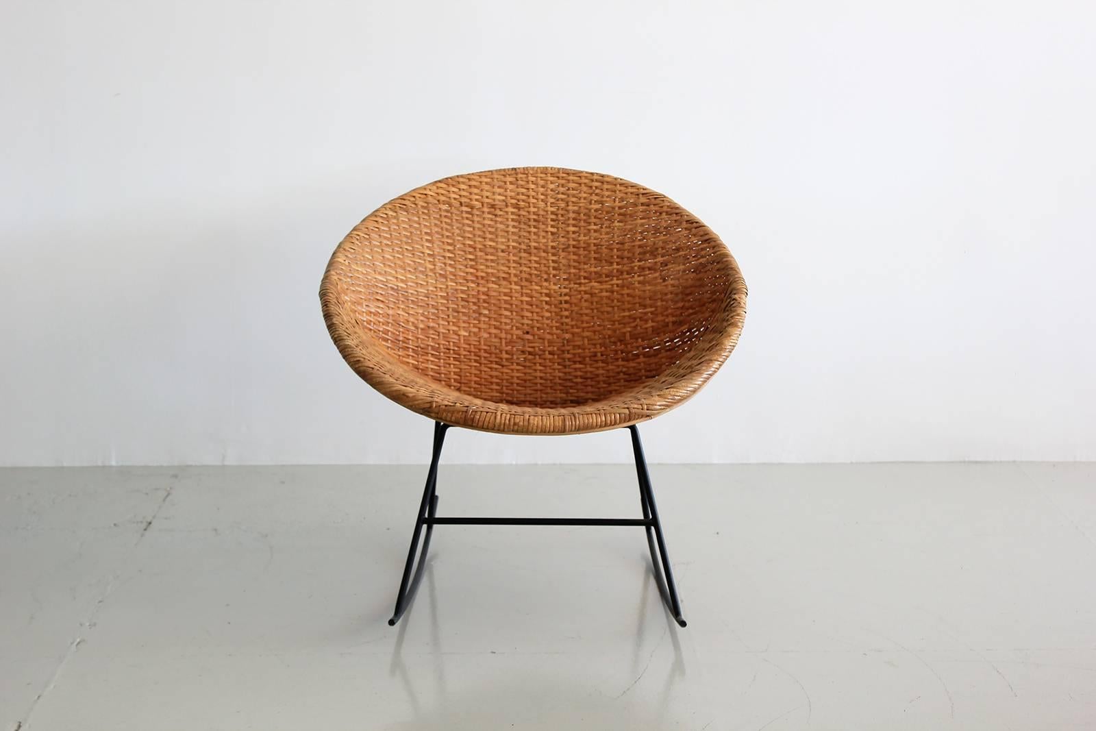 20th Century Woven Wicker Rocker