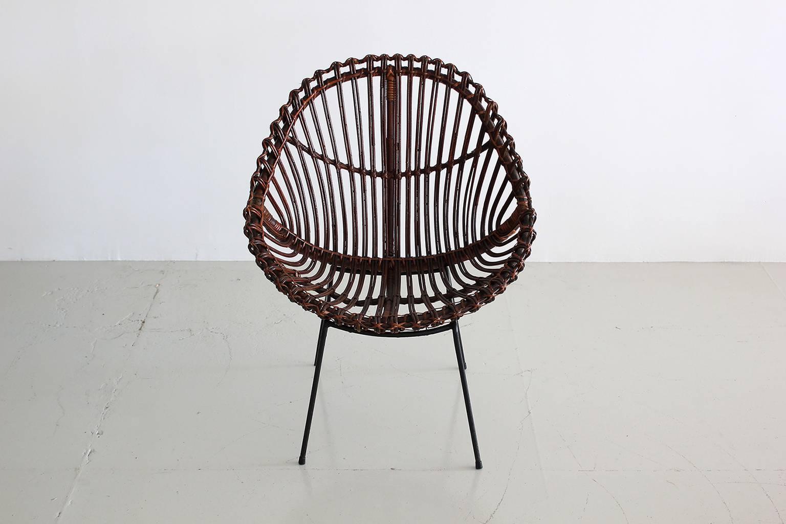 Sculptural Italian Rattan Chairs In Excellent Condition In Beverly Hills, CA