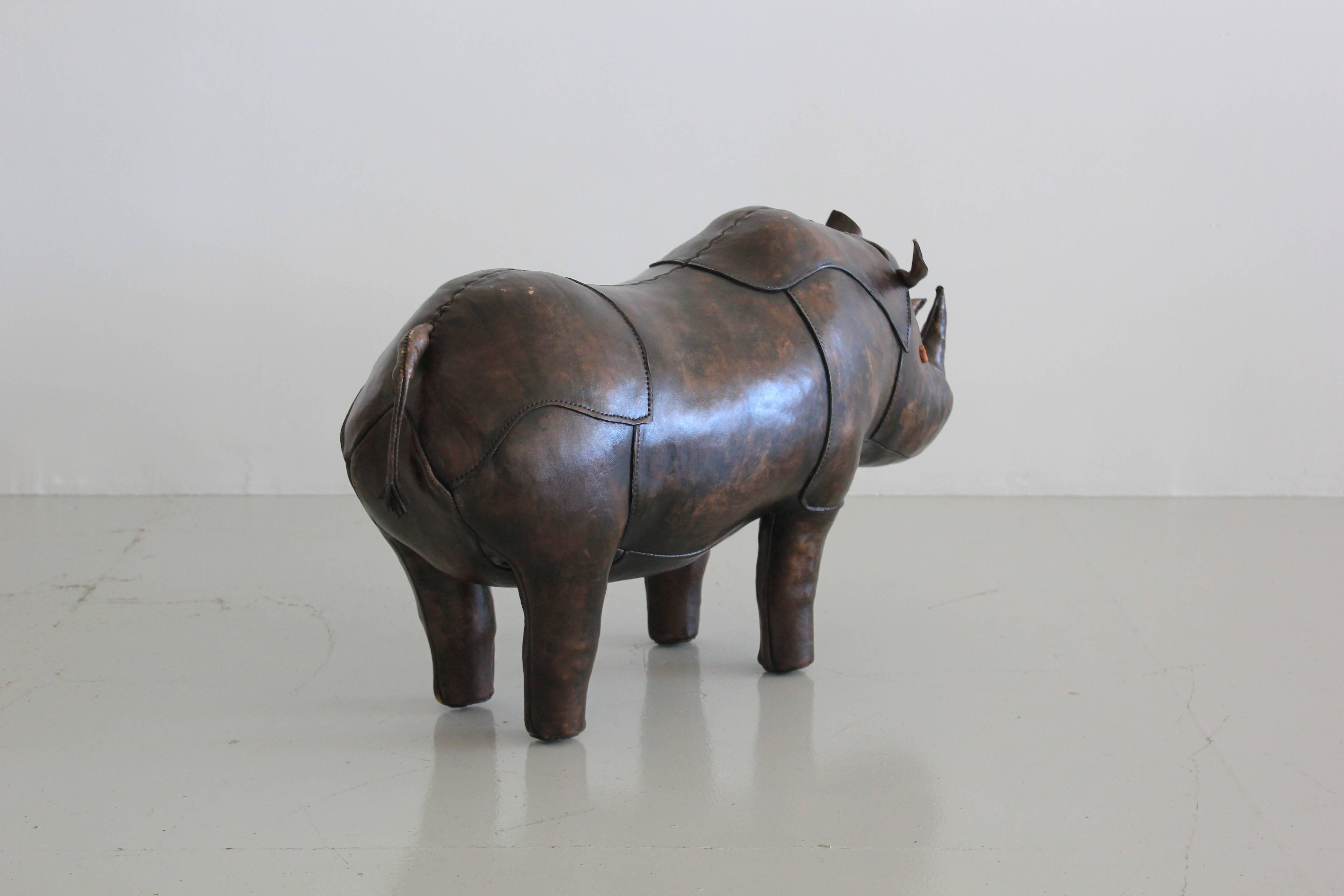 Originally developed in the 1960s by Dimitri Omersa as a “LIBERTY” exclusive, this original leather rhino is newer edition with beautiful patina to leather.