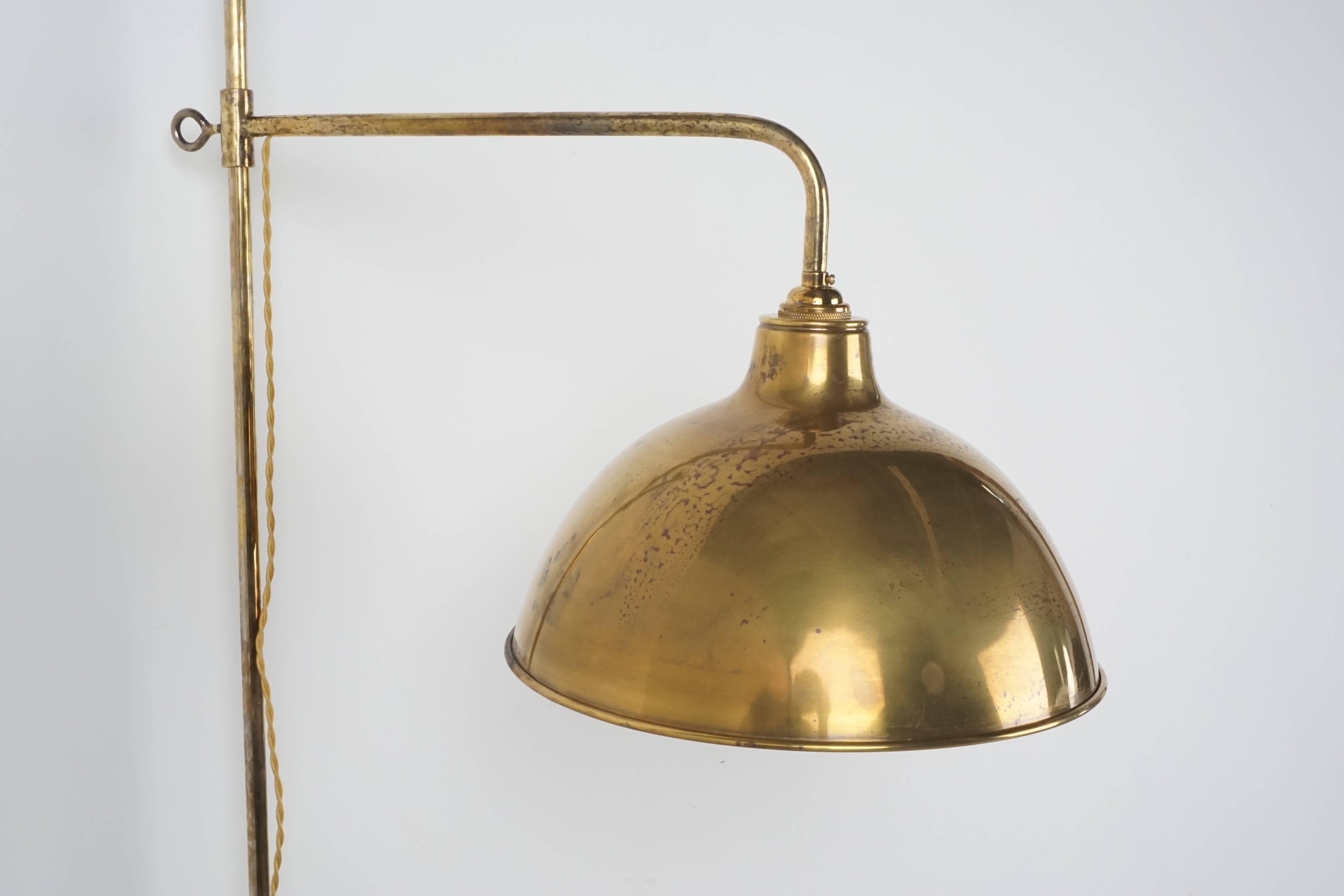 American Pair of French Sconces with Vintage Brass Shade