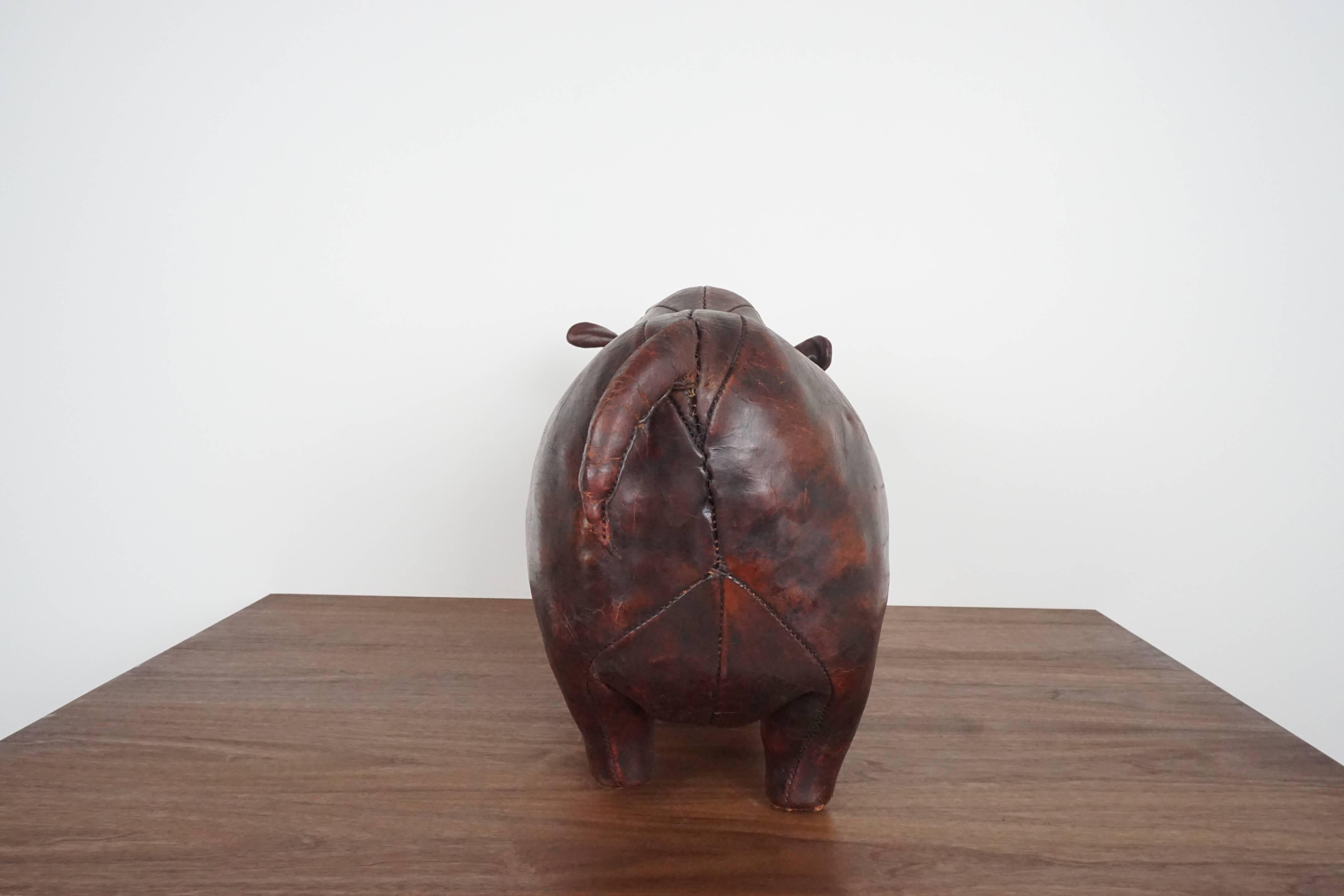 leather hippo footstool