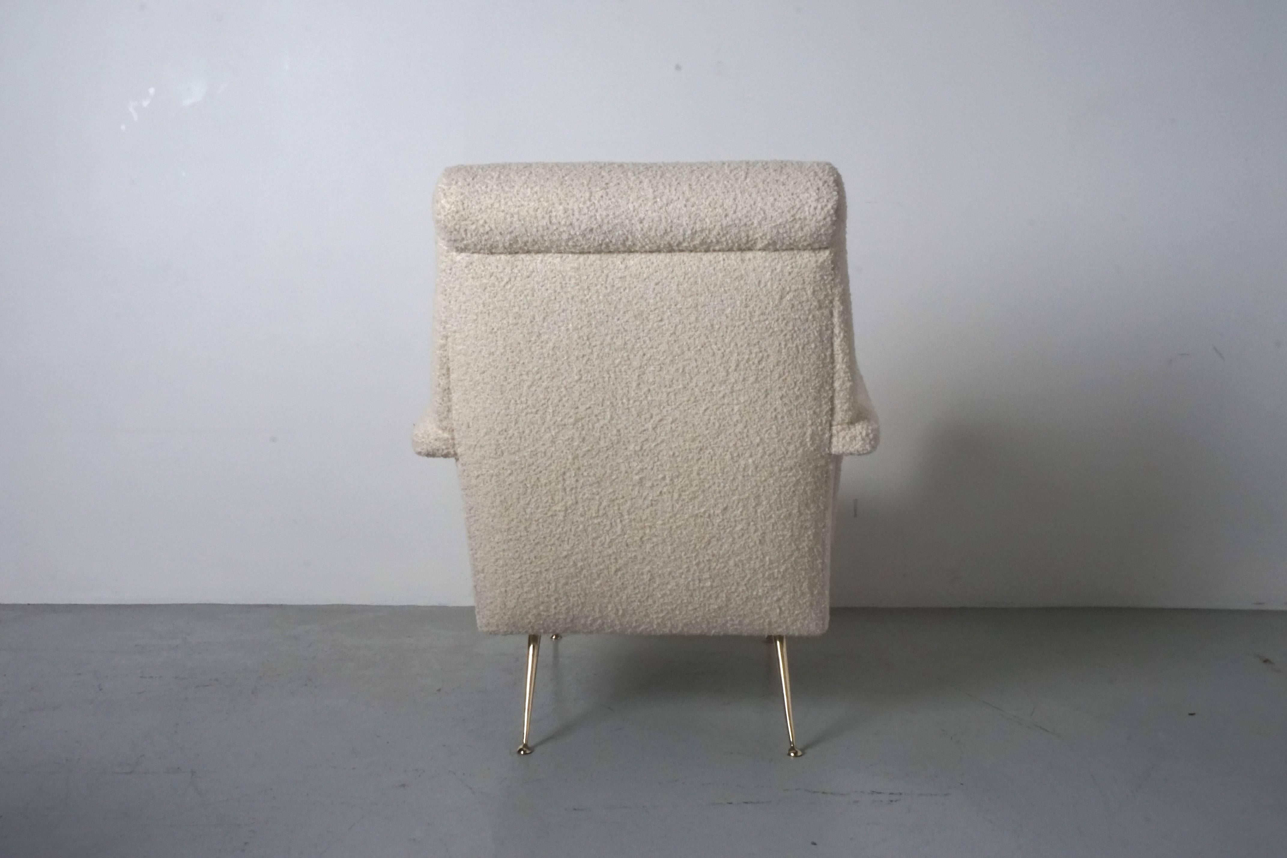 Pair of Italian Armchairs in Wool Boucle 1