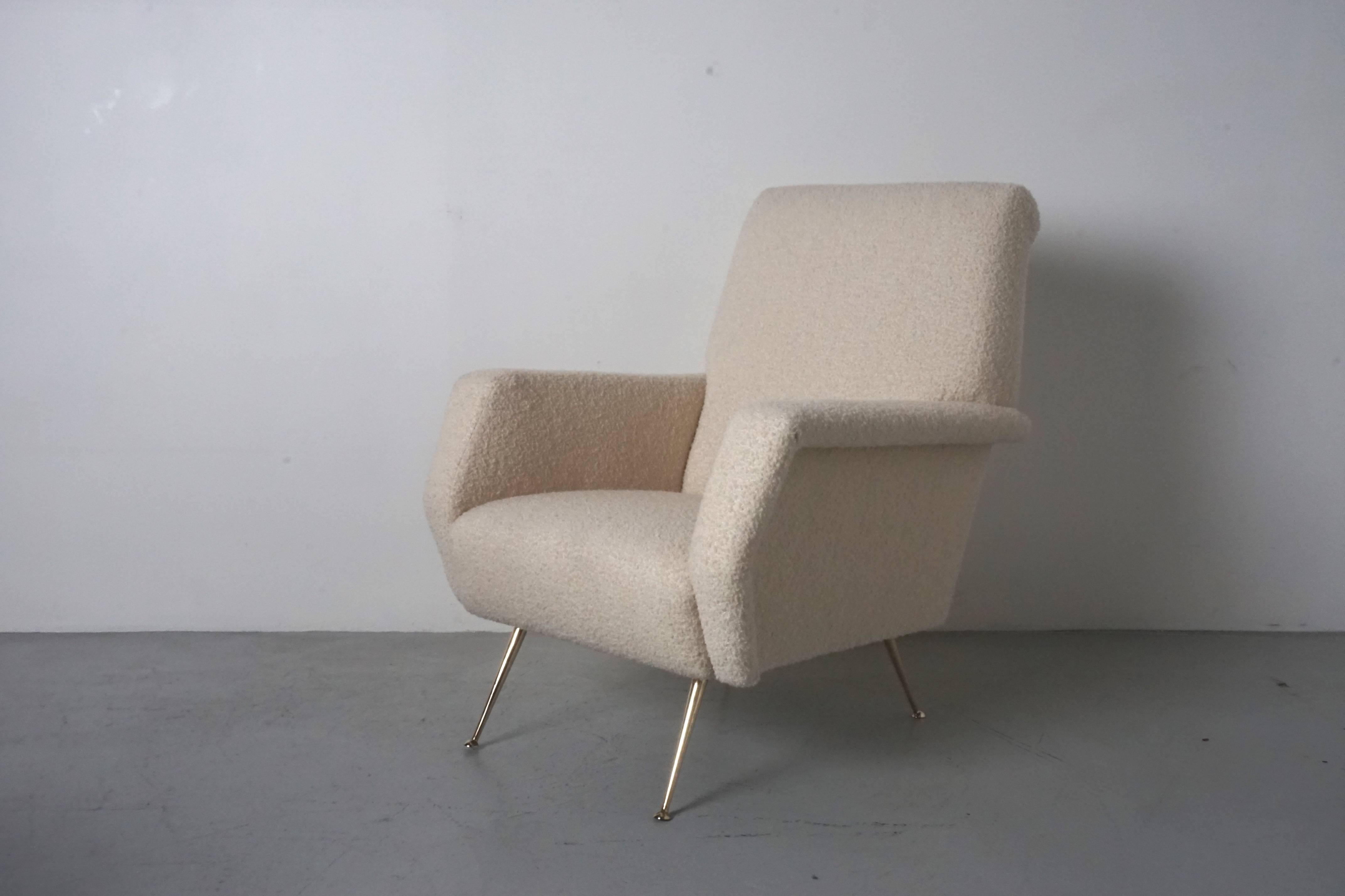 Pair of Italian Armchairs in Wool Boucle 2