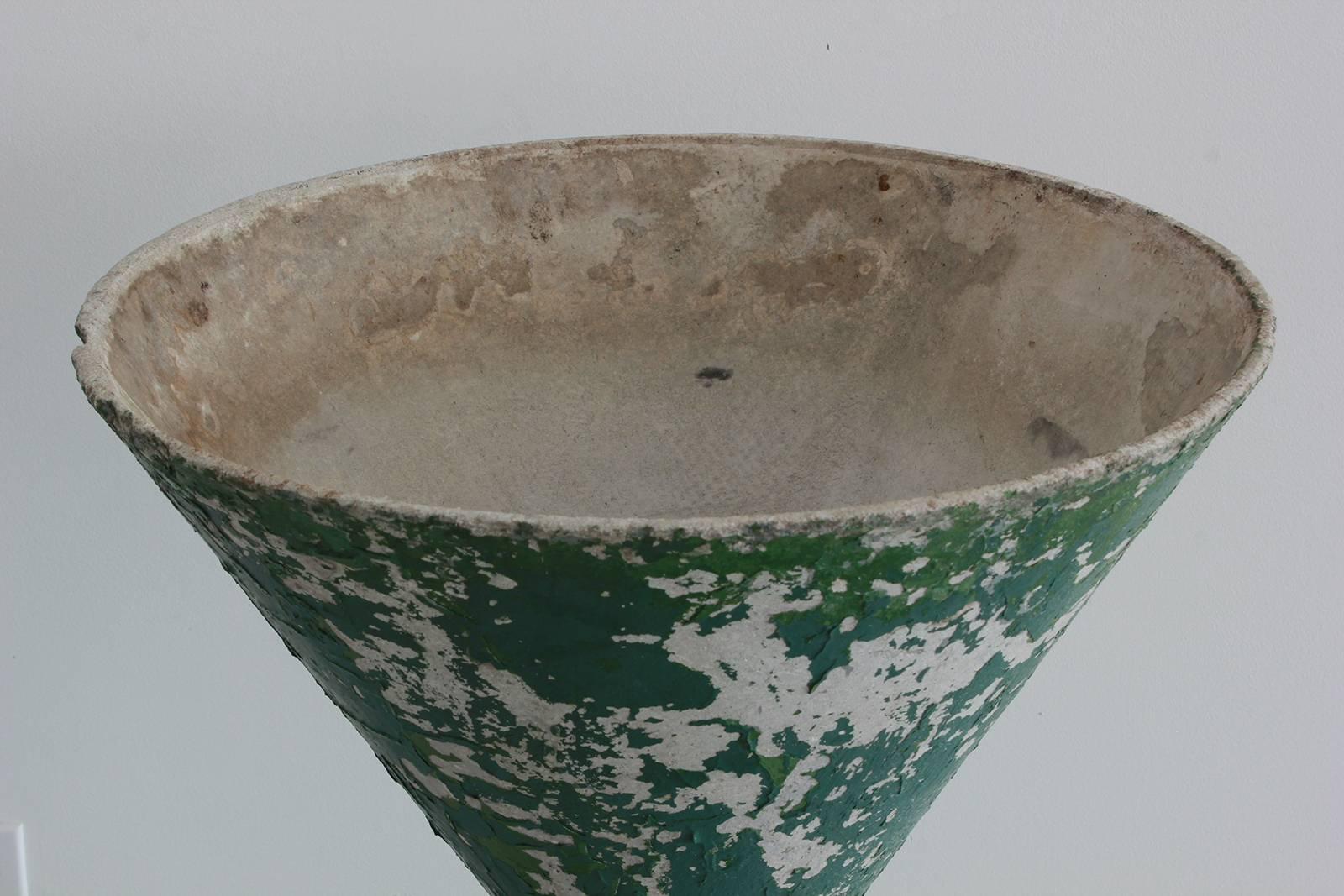 Willy Guhl Tall Hourglass Pot in Green Paint 1