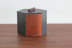 Seau à glace hexagonal en ardoise et teck