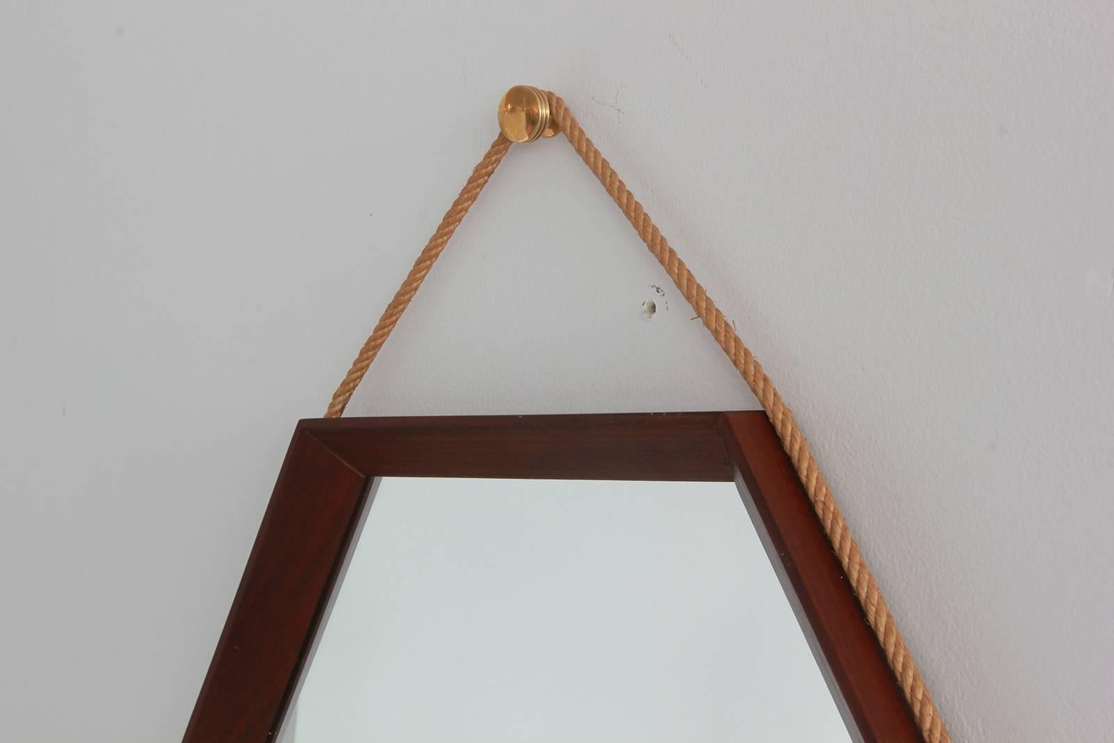 Mid-Century Modern Danish Hexagonal Mirror