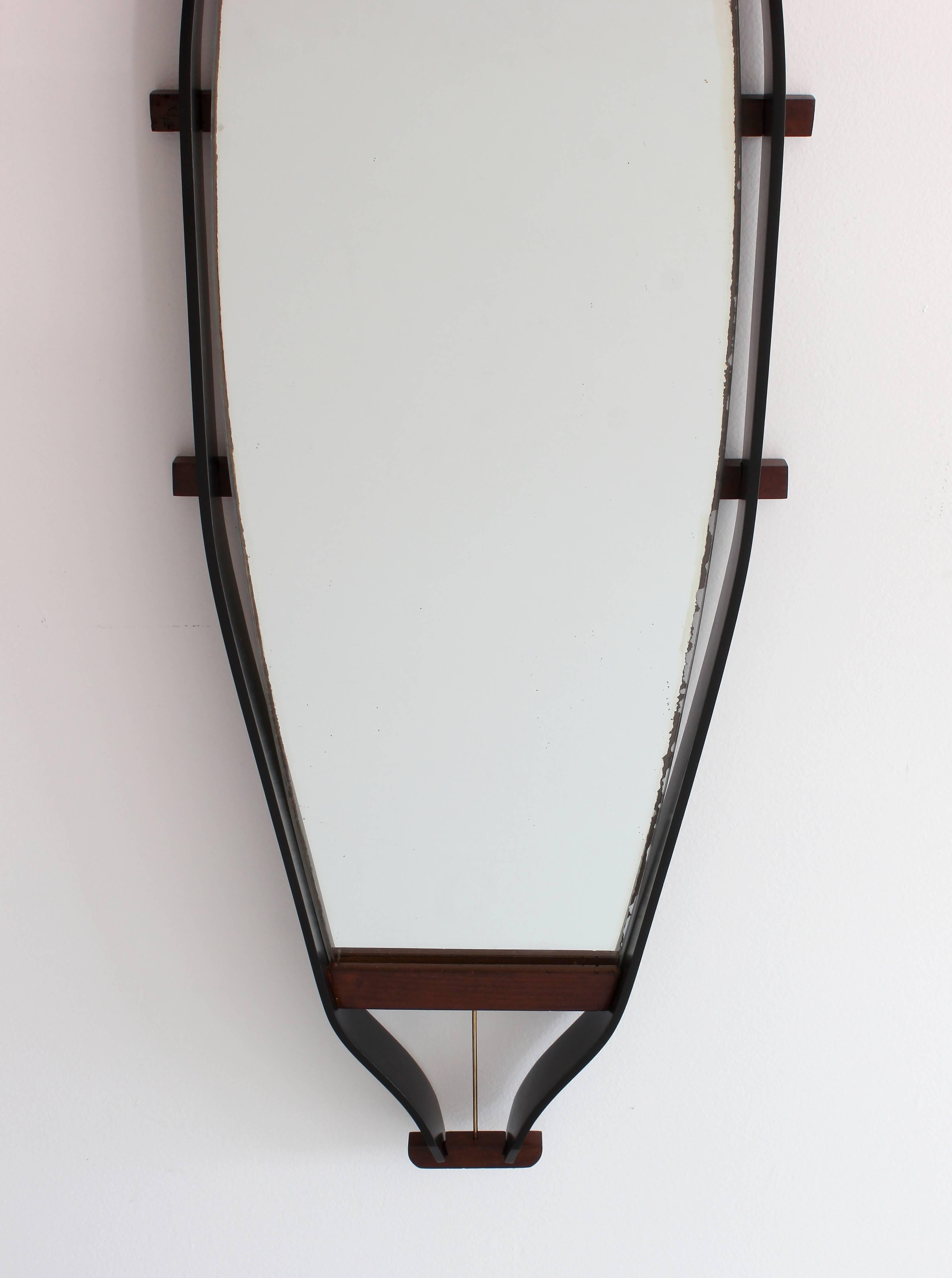 Wood Wrapped Italian Floating Mirror In Good Condition In Beverly Hills, CA