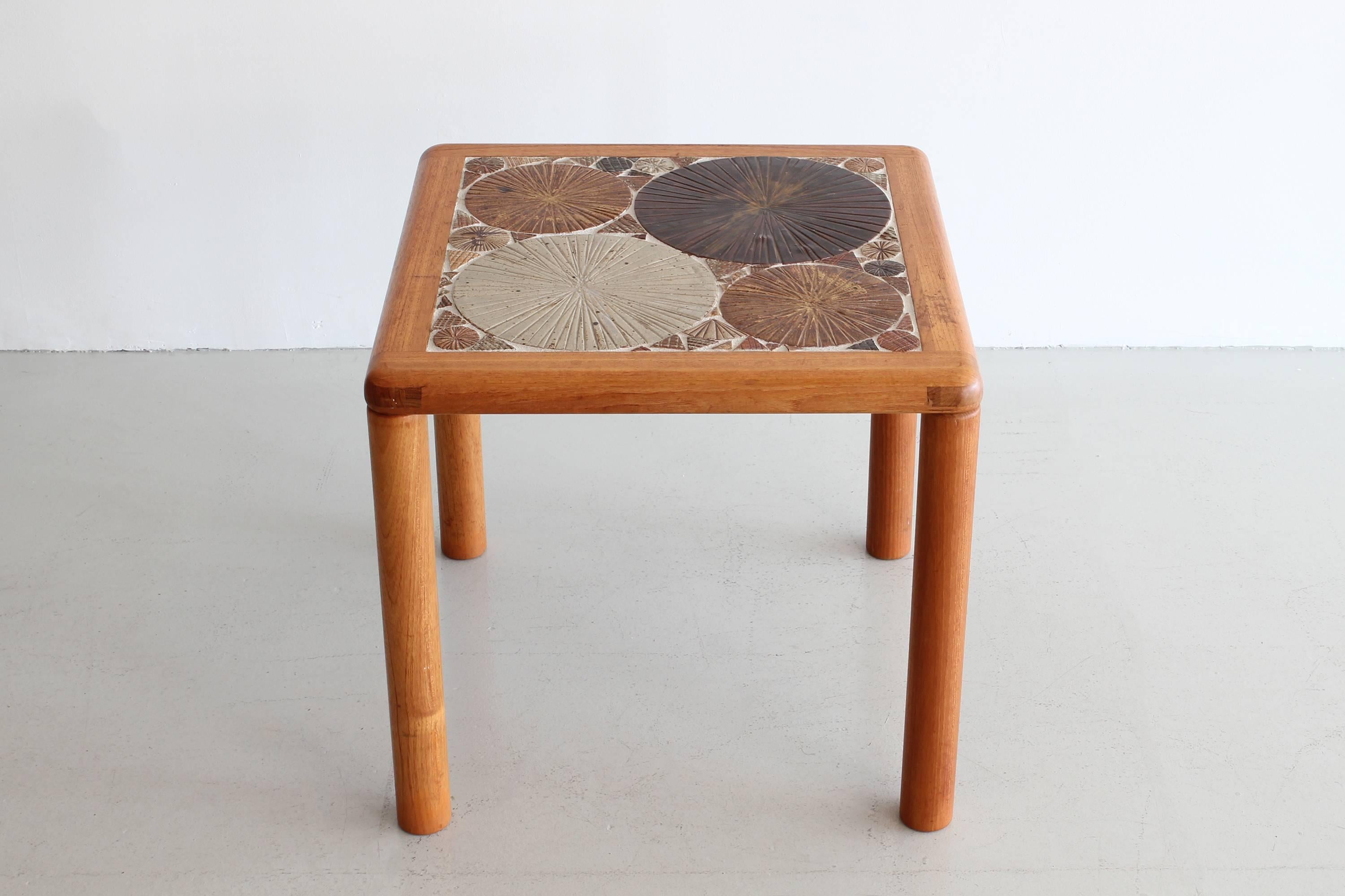 Etched Pair of Tile End Tables by Tue Poulsen