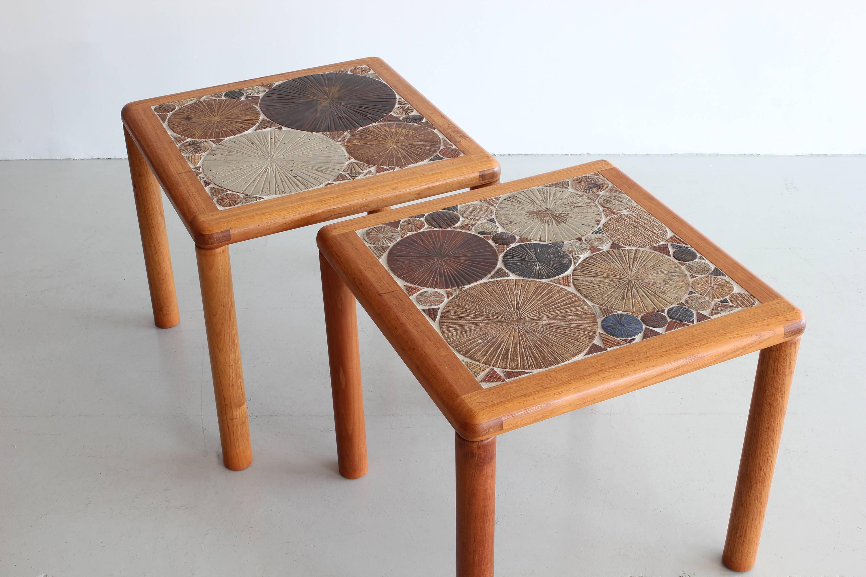 Danish Pair of Tile End Tables by Tue Poulsen