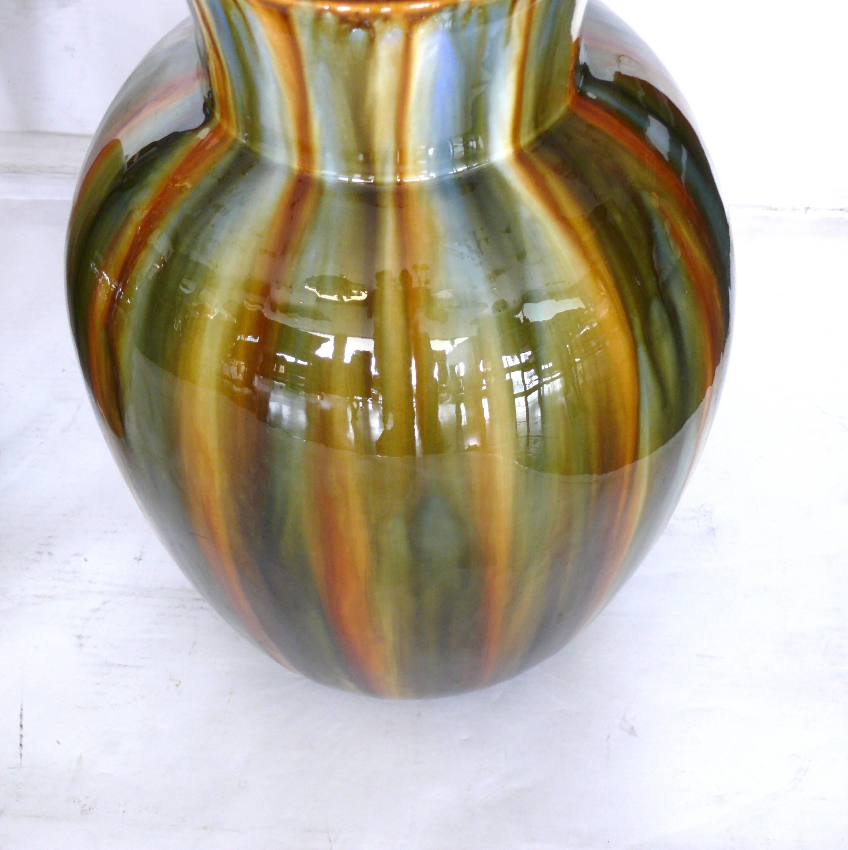 Late 20th Century Large Drip Glaze Ceramic Lamps
