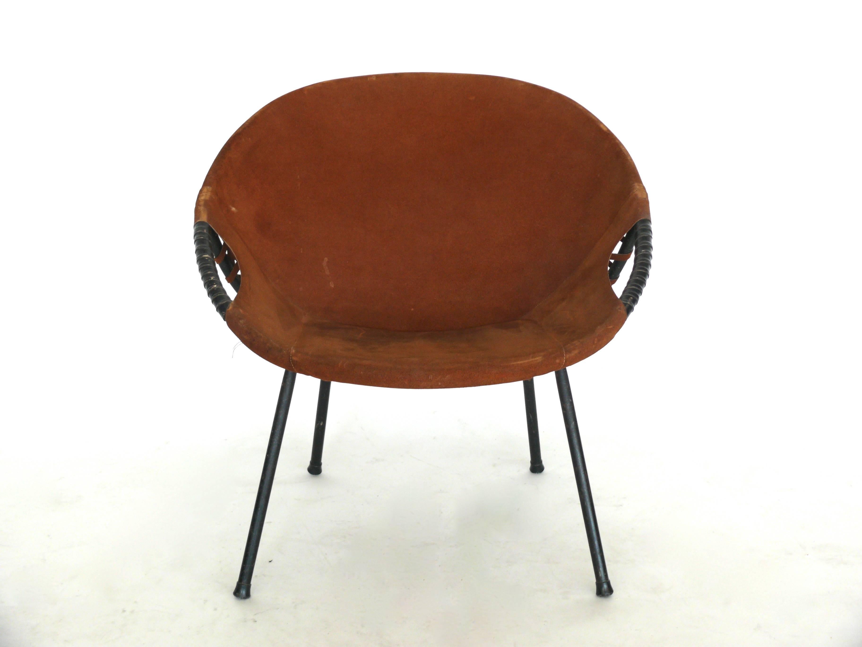 Austrian Iron and Suede Scoop Chair 2