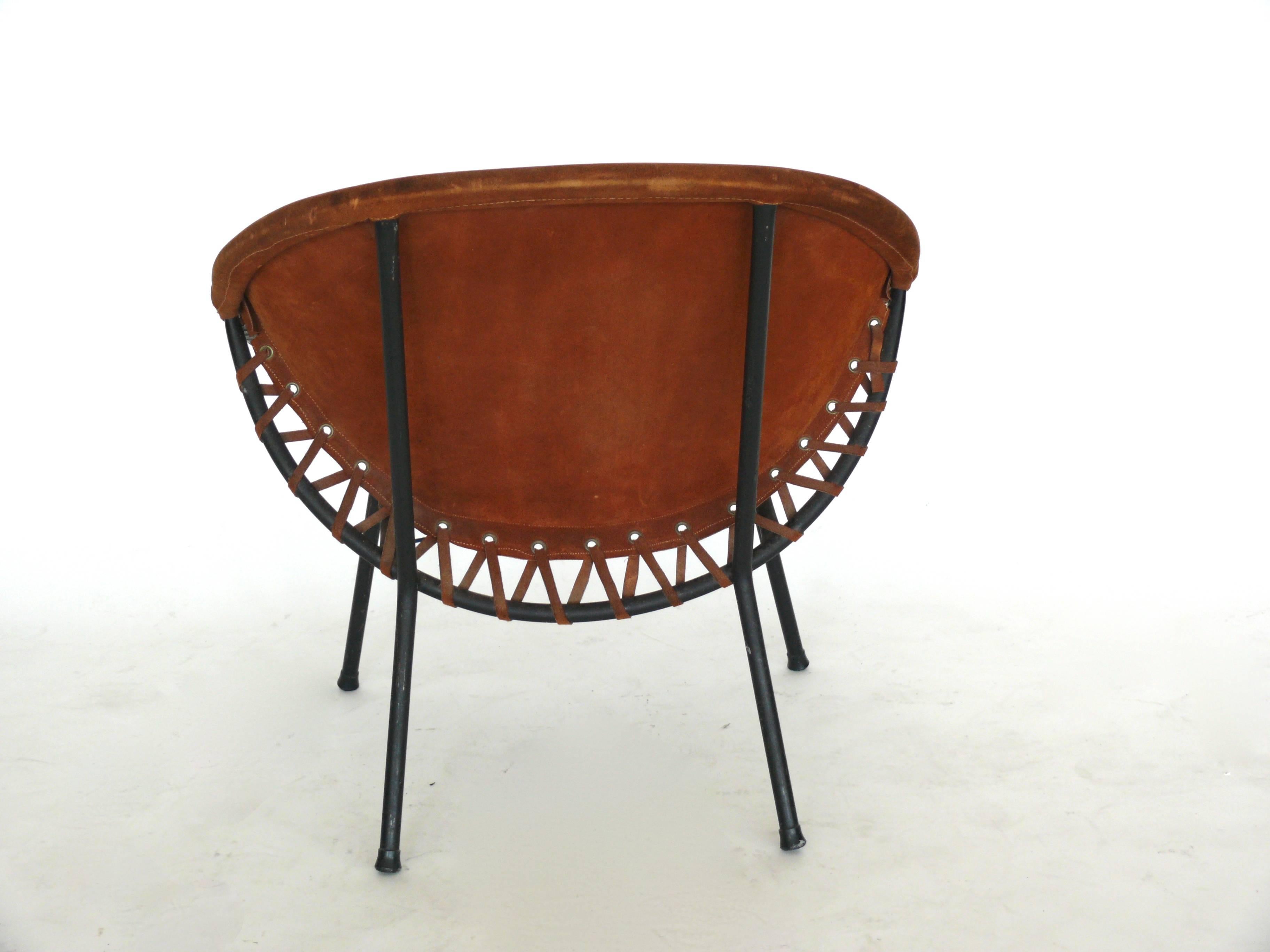 Austrian Iron and Suede Scoop Chair 3