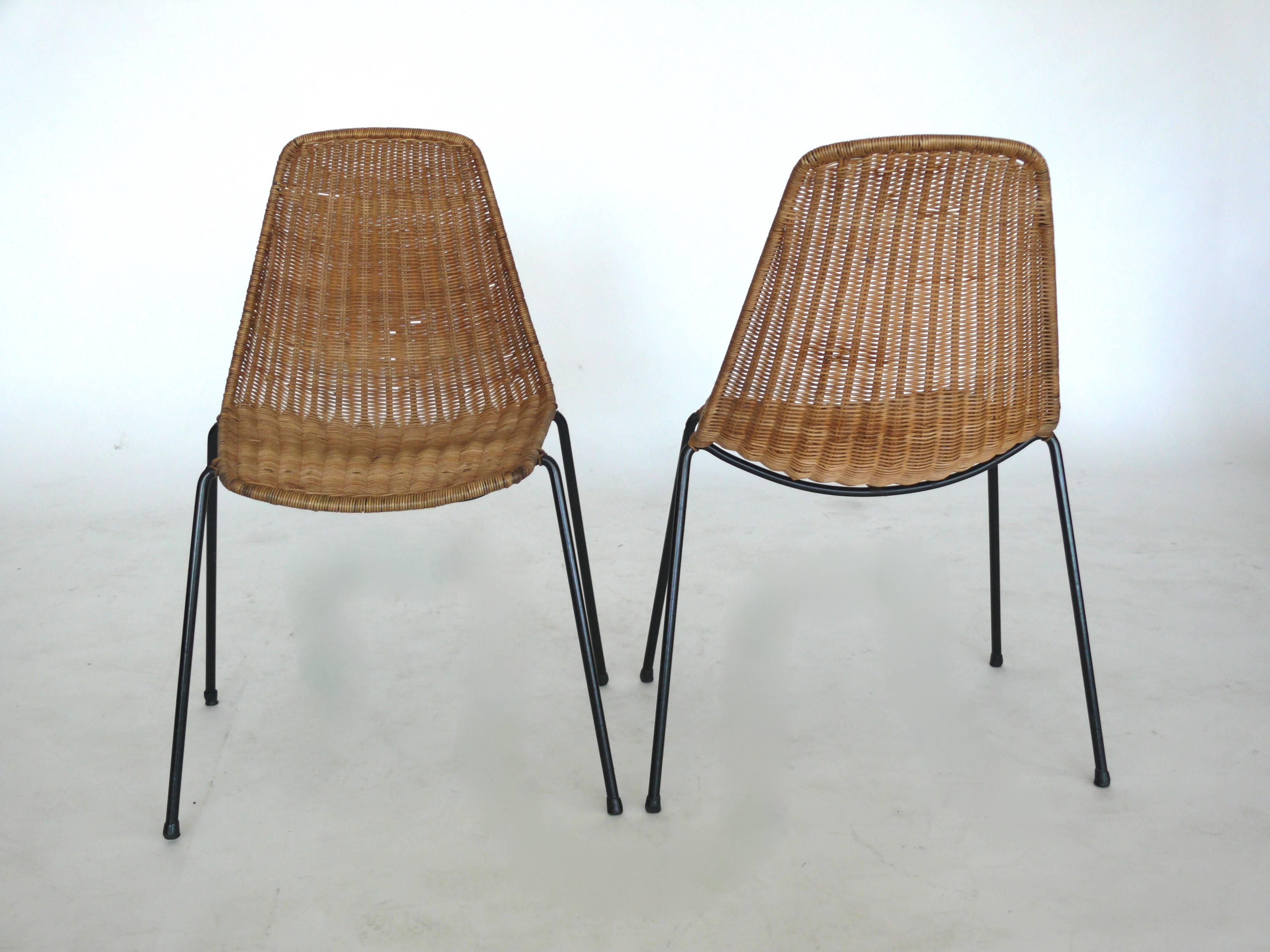 German Wicker and Iron Chairs by Carlo graffi et Franco Campo