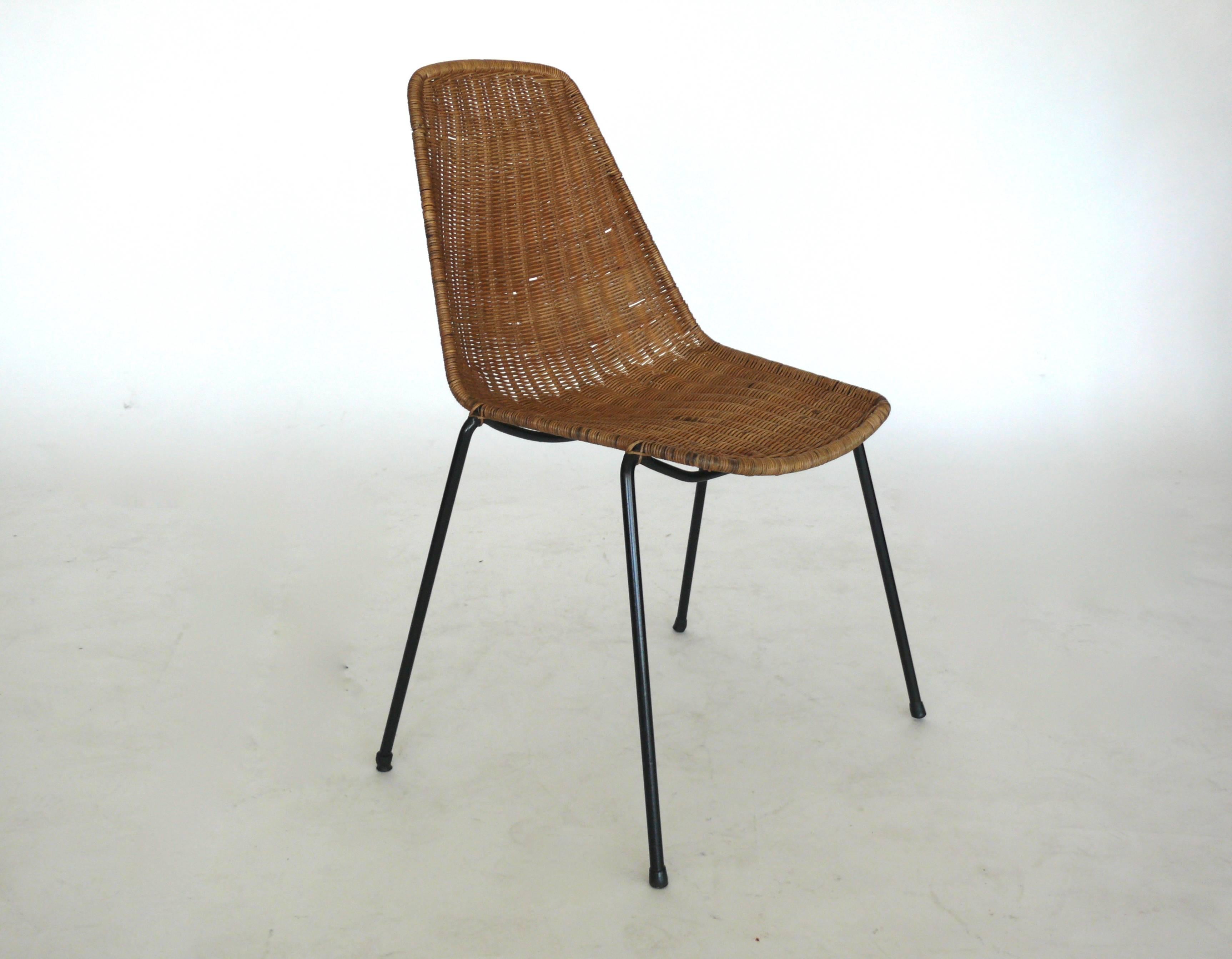 Late 20th Century Wicker and Iron Chairs by Carlo graffi et Franco Campo