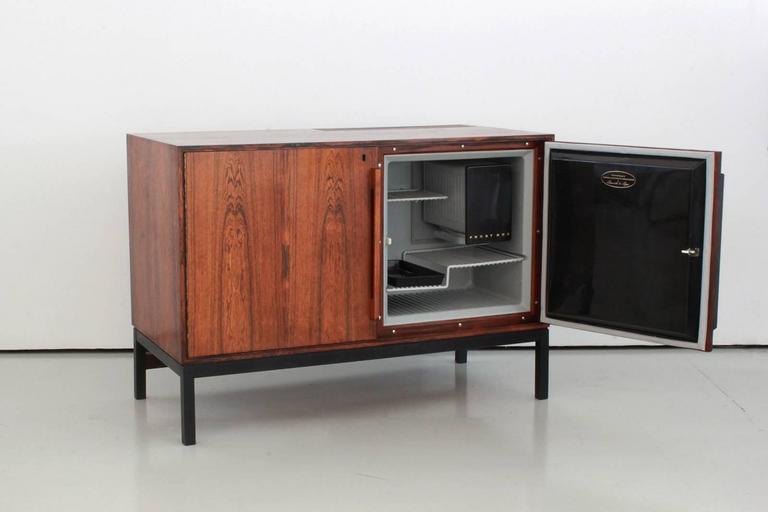 Danish Rosewood Bar Cabinet With Refrigerator By Silkeborg At 1stdibs Danish Rosewood Bar Cabinet With Refrigerator By Silkeborg In Good Condition For Los Angeles