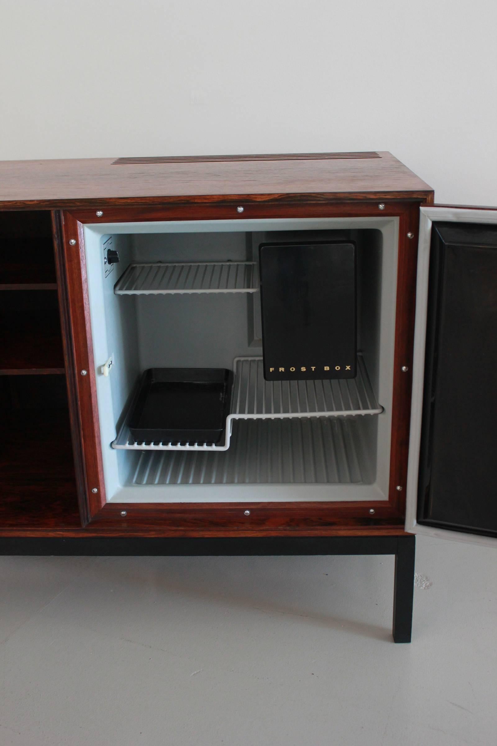 Danish Rosewood Bar Cabinet with Refrigerator by Silkeborg 1